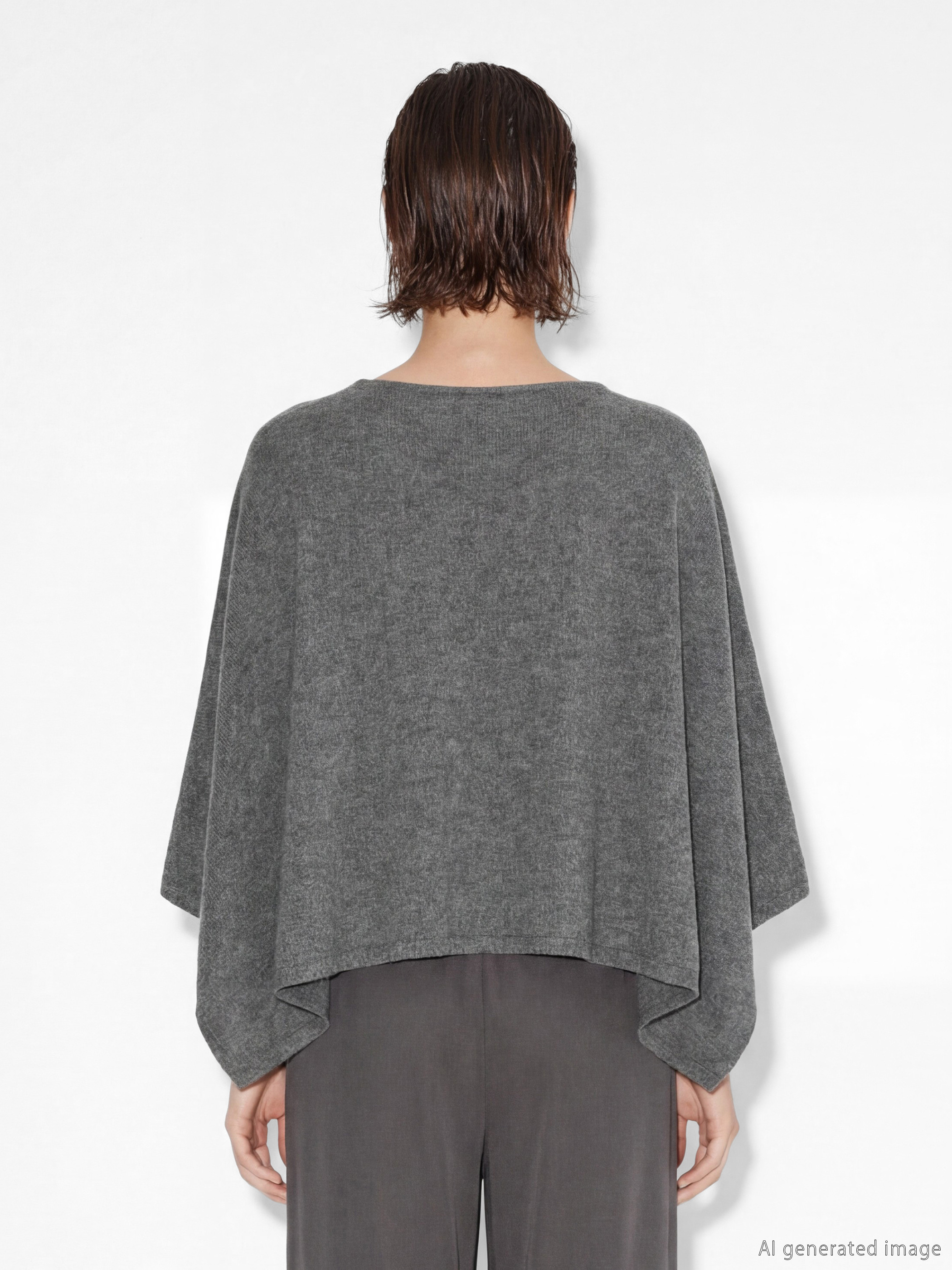 بونشو تريكو واسع الحجم للسيدات بفتحة رقبة واسعة-6