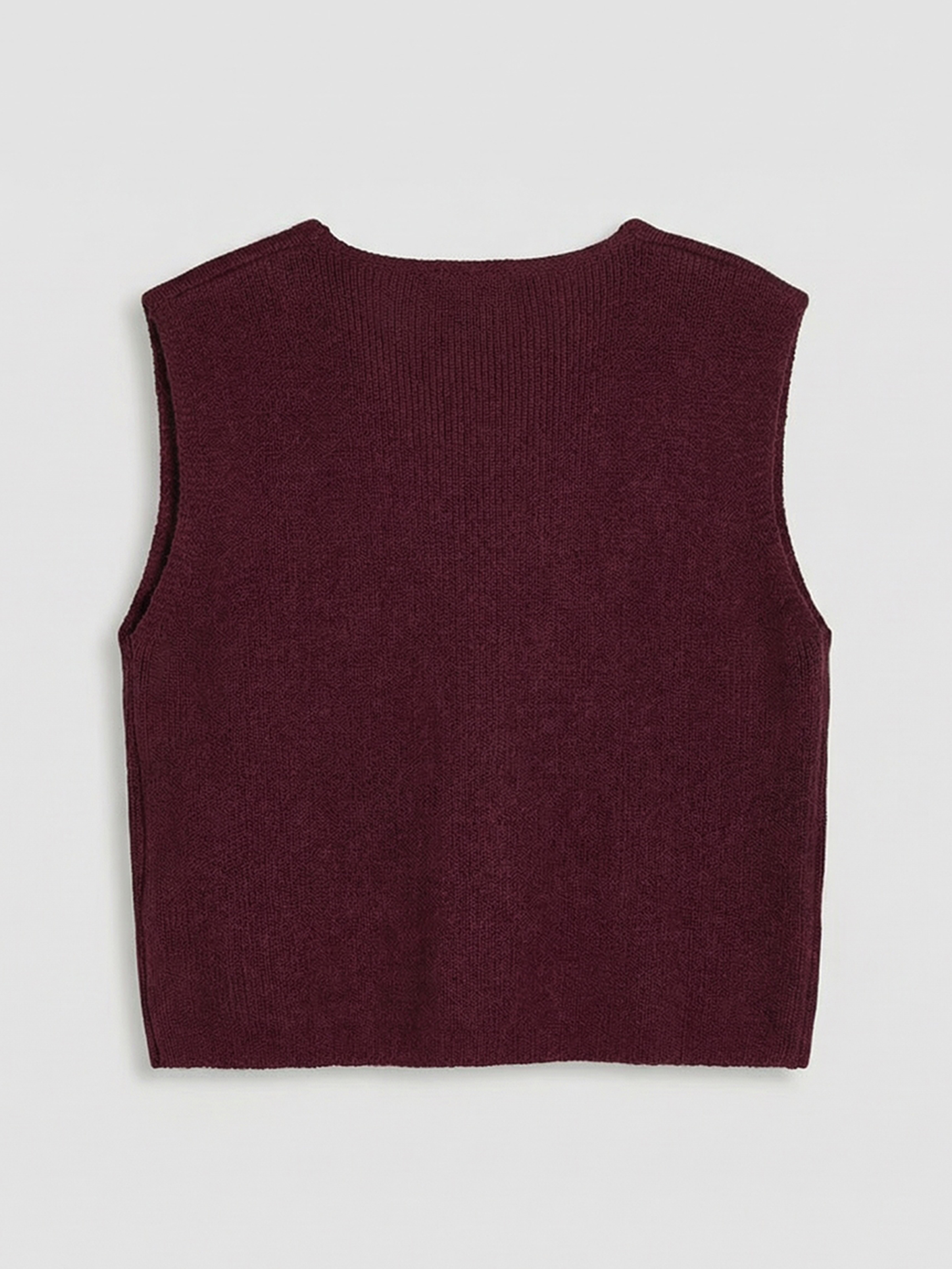 Bordo Çiçekli Düğmeli Kız Çocuk Triko Yelekli Takım-2