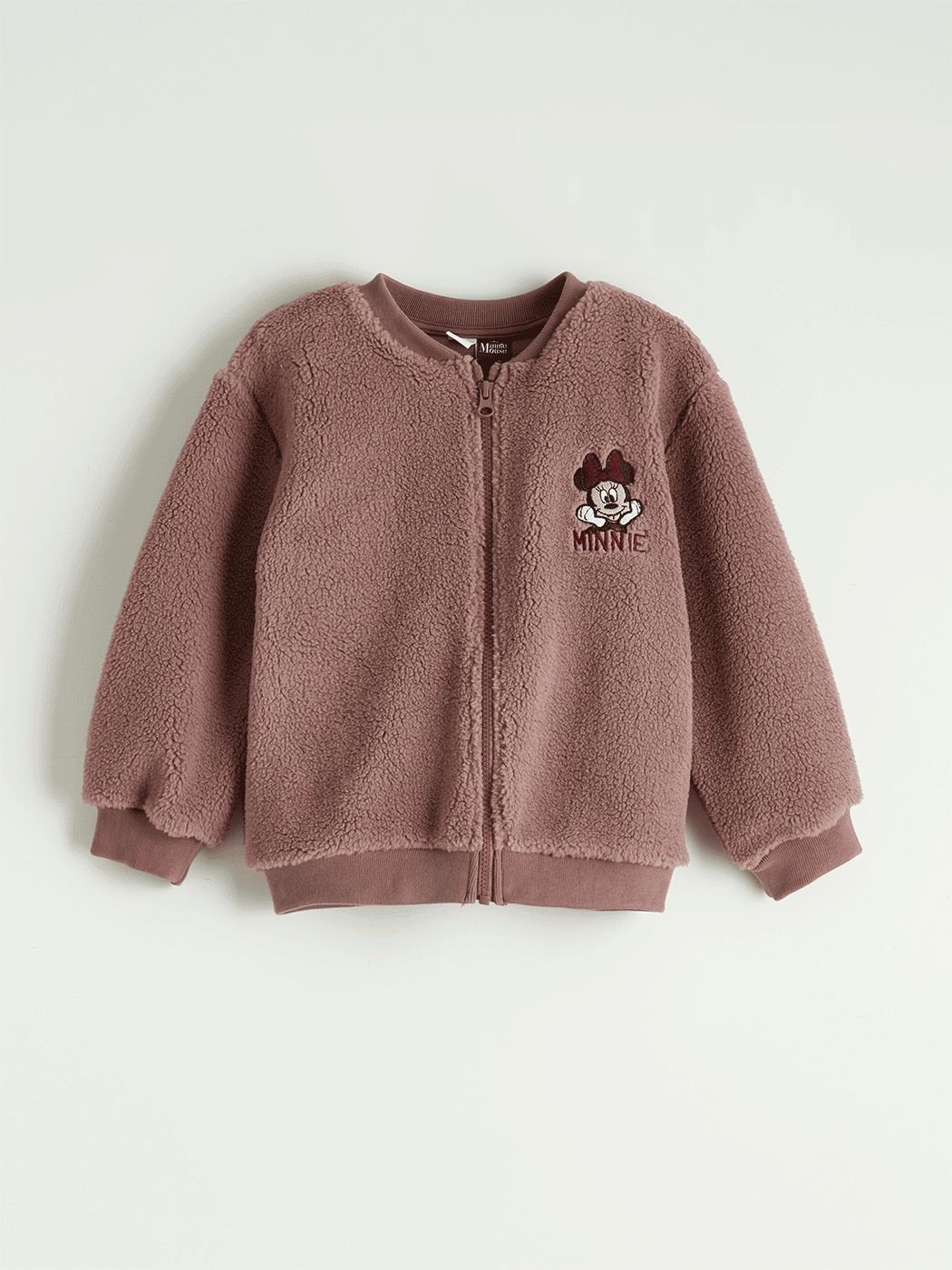 Pembe Minnie Mouse Nakışlı Kız Çocuk Fermuarlı Sweatshirt-1