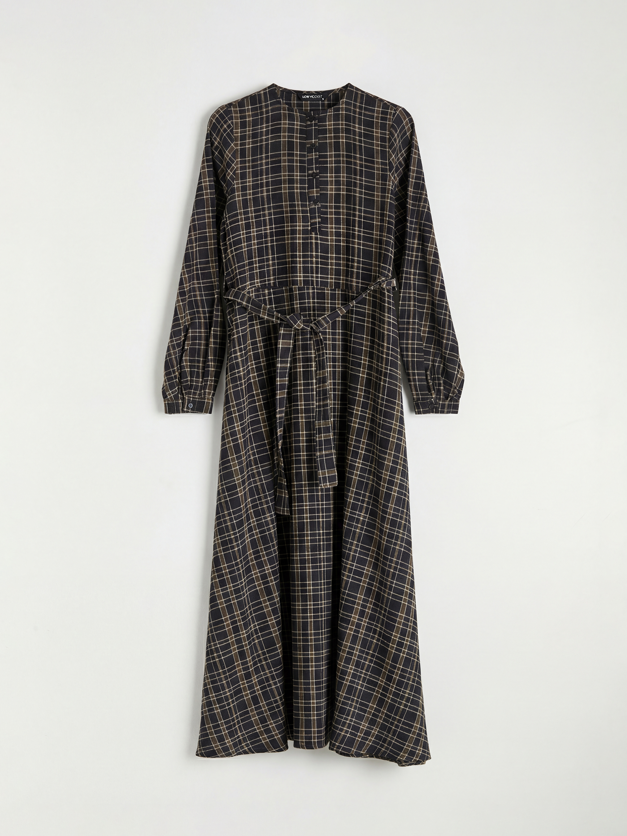 LCW Modest Hakim Yaka Ekose Kuşaklı Elbise - S6M569Z8-LKX