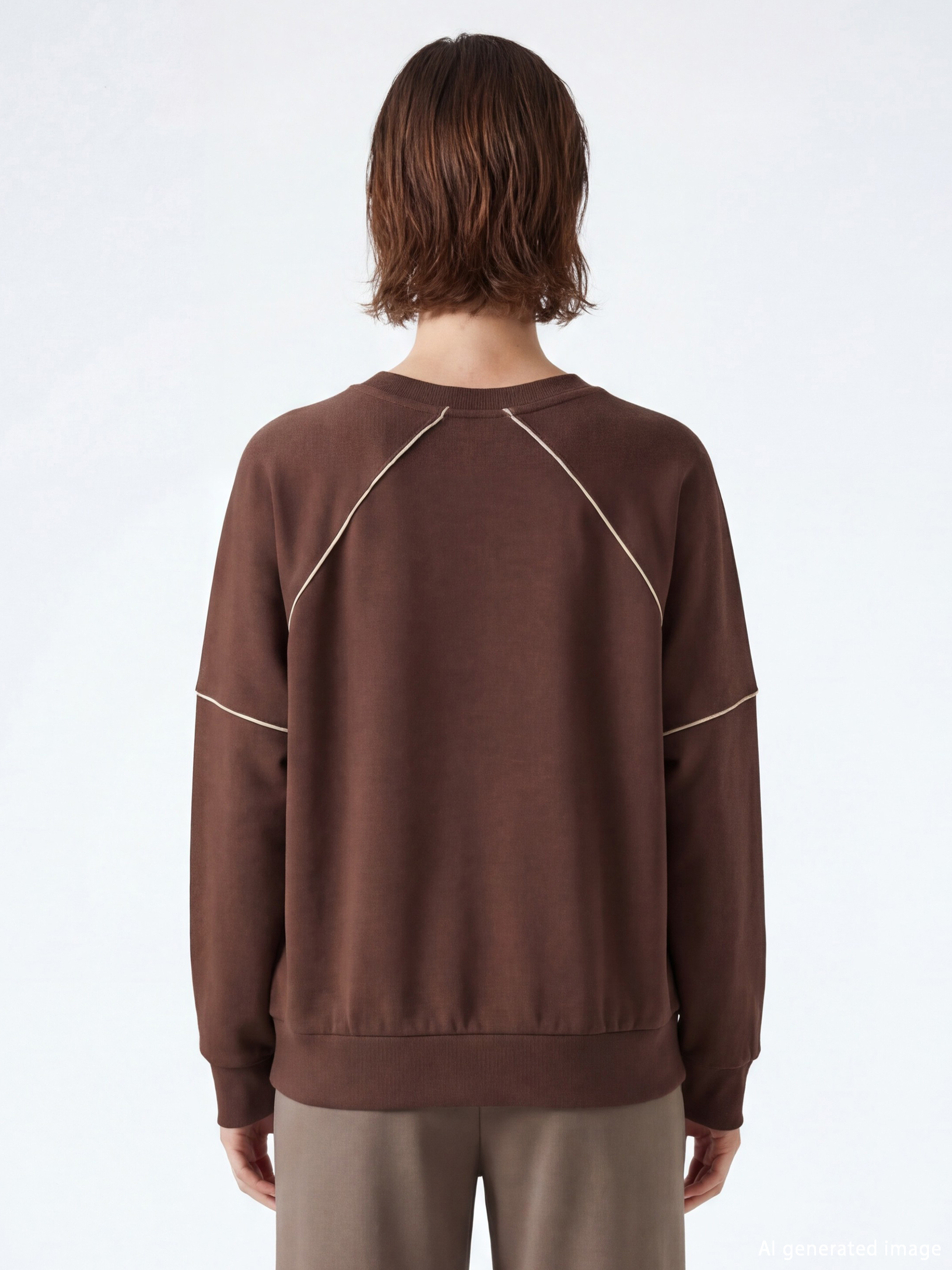 Kahverengi Bisiklet Yaka Kadın Sweatshirt-3