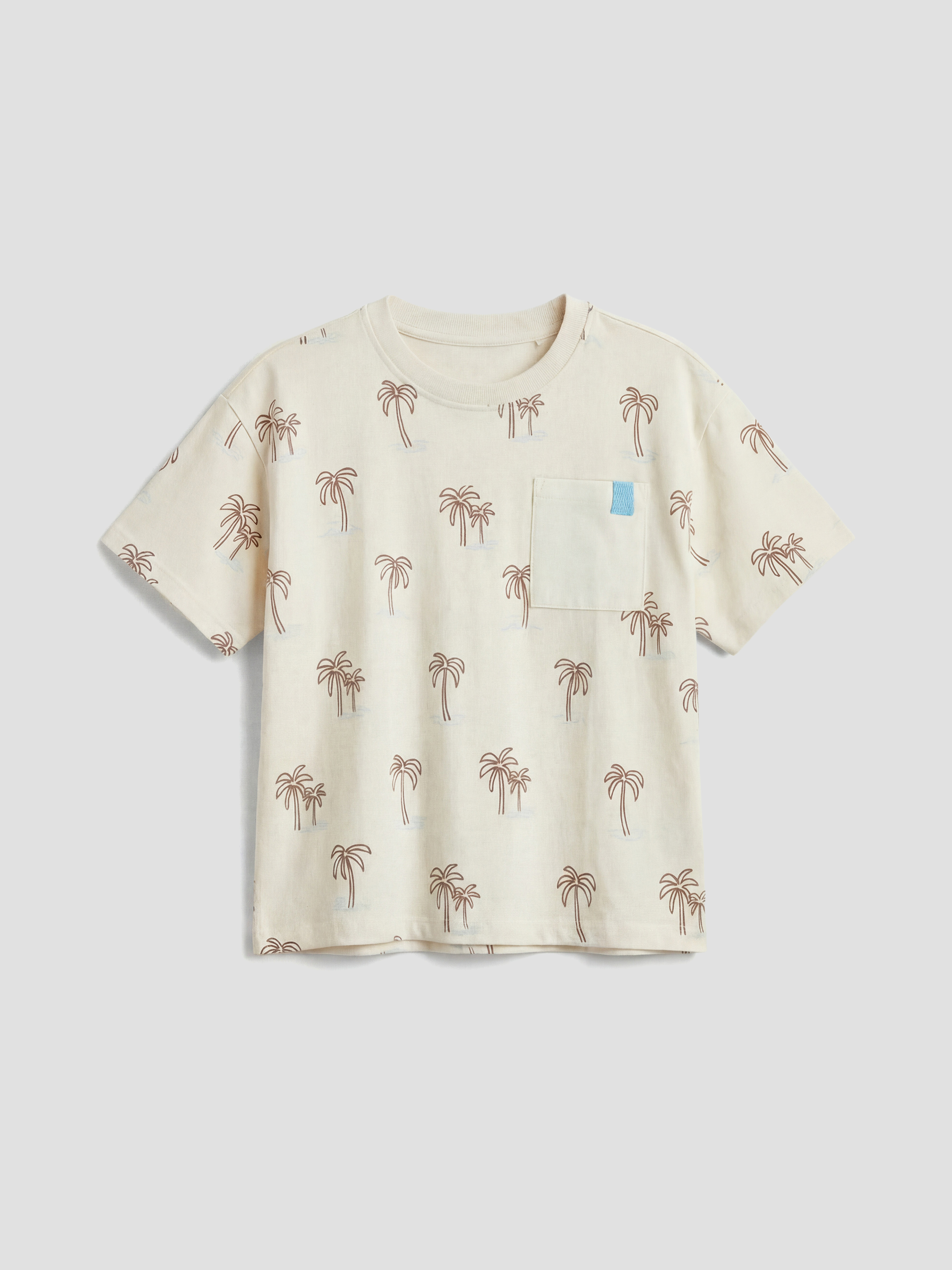 Bej Bisiklet Yaka Baskılı Erkek Çocuk Tişört-1