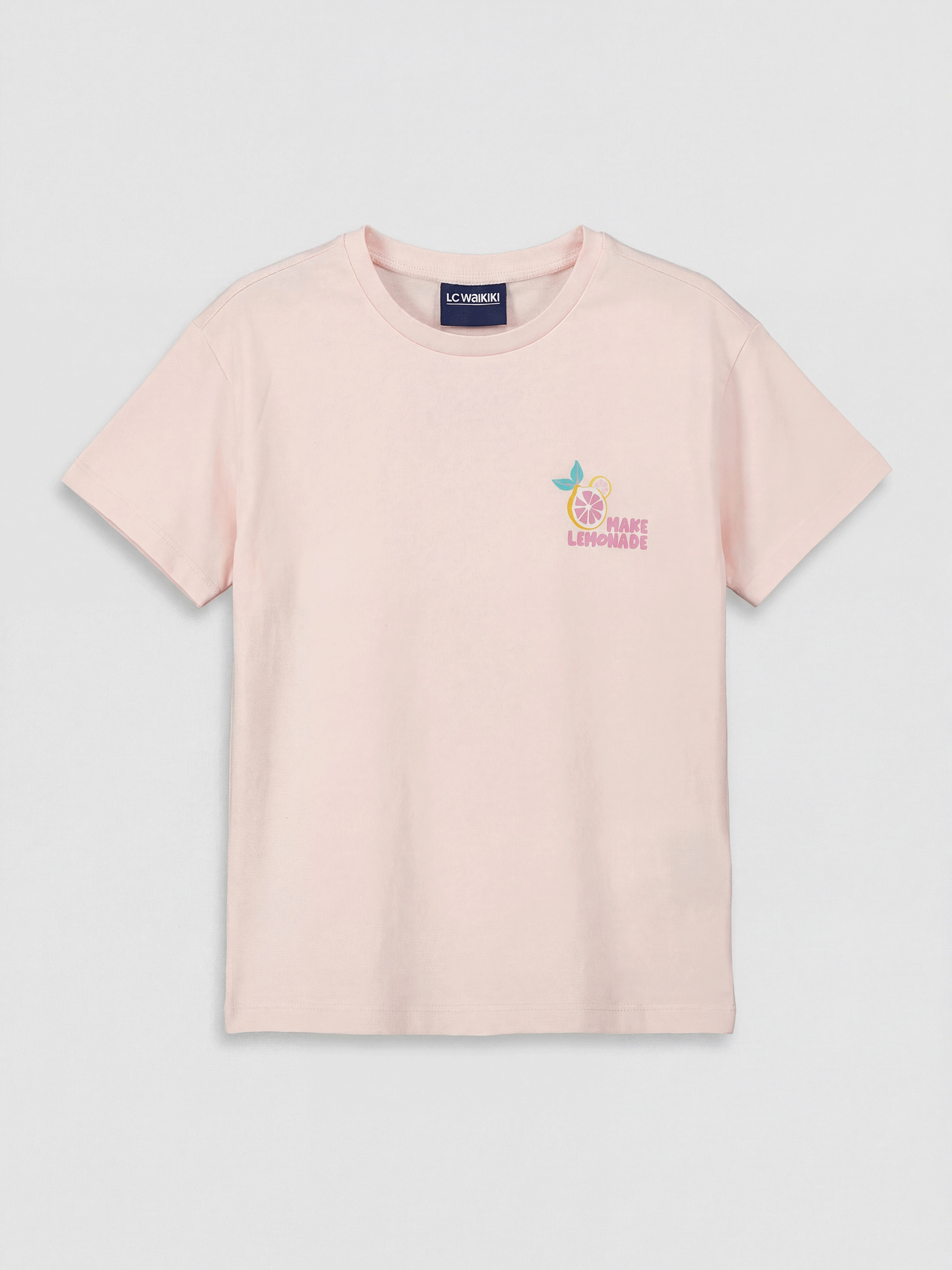 LCW ECO Bisiklet Yaka Baskılı Kız Çocuk Tişört