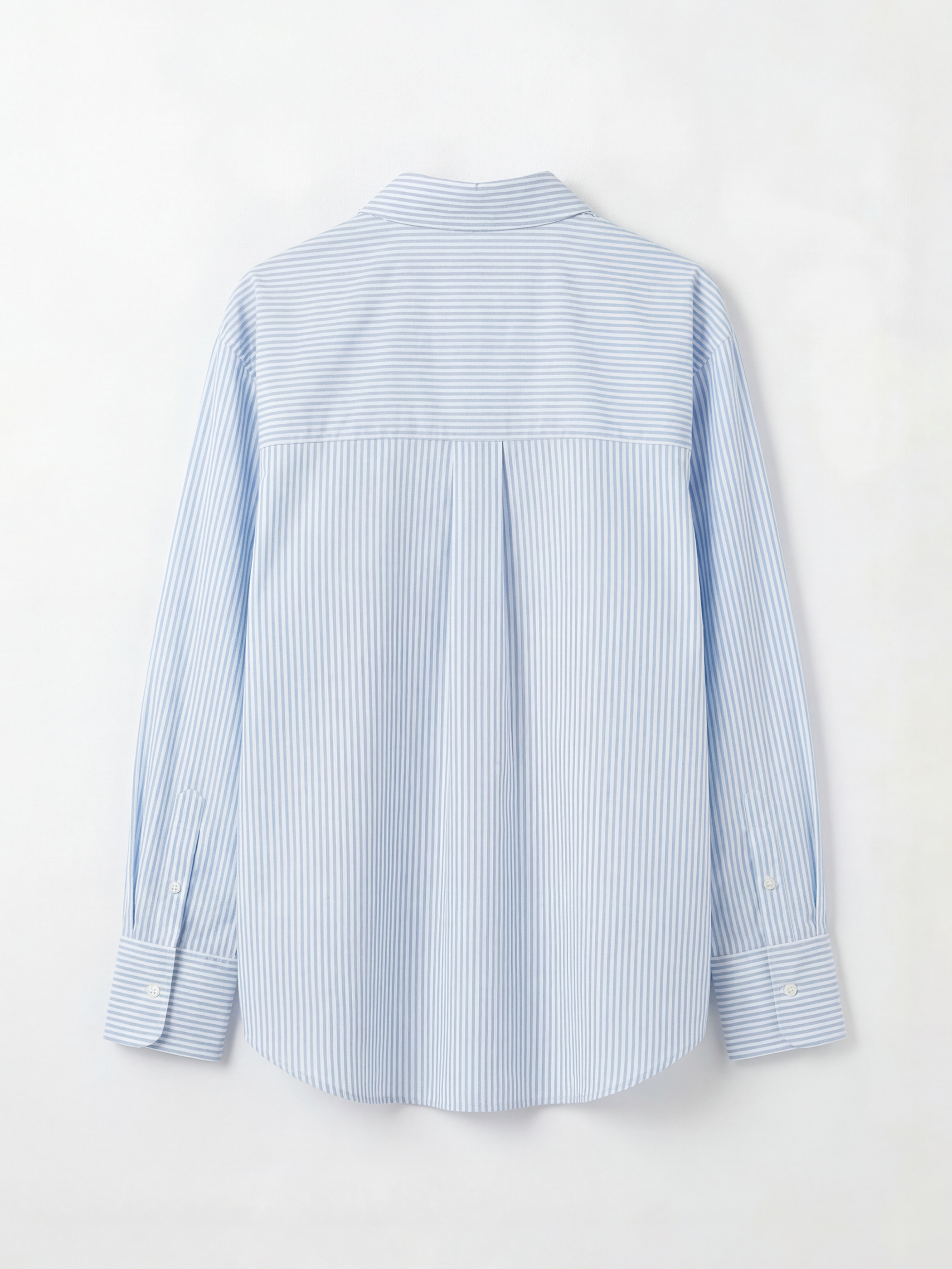 Mavi Çizgili Poplin Kadın Gömlek-5