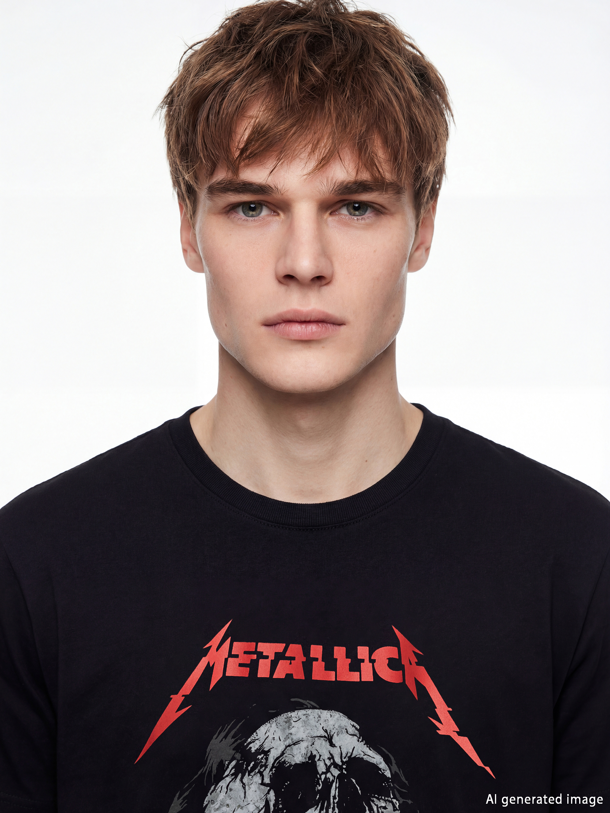 Siyah Bisiklet Yaka Metallica Baskılı Erkek Tişört-2