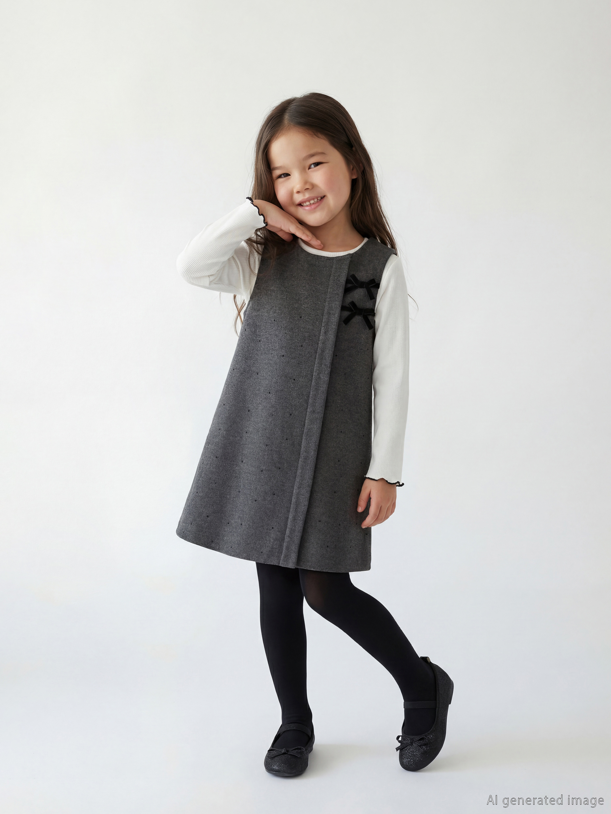 طقم فستان قفطان للبنات وقميص تيشيرت برقبة دائرية-1