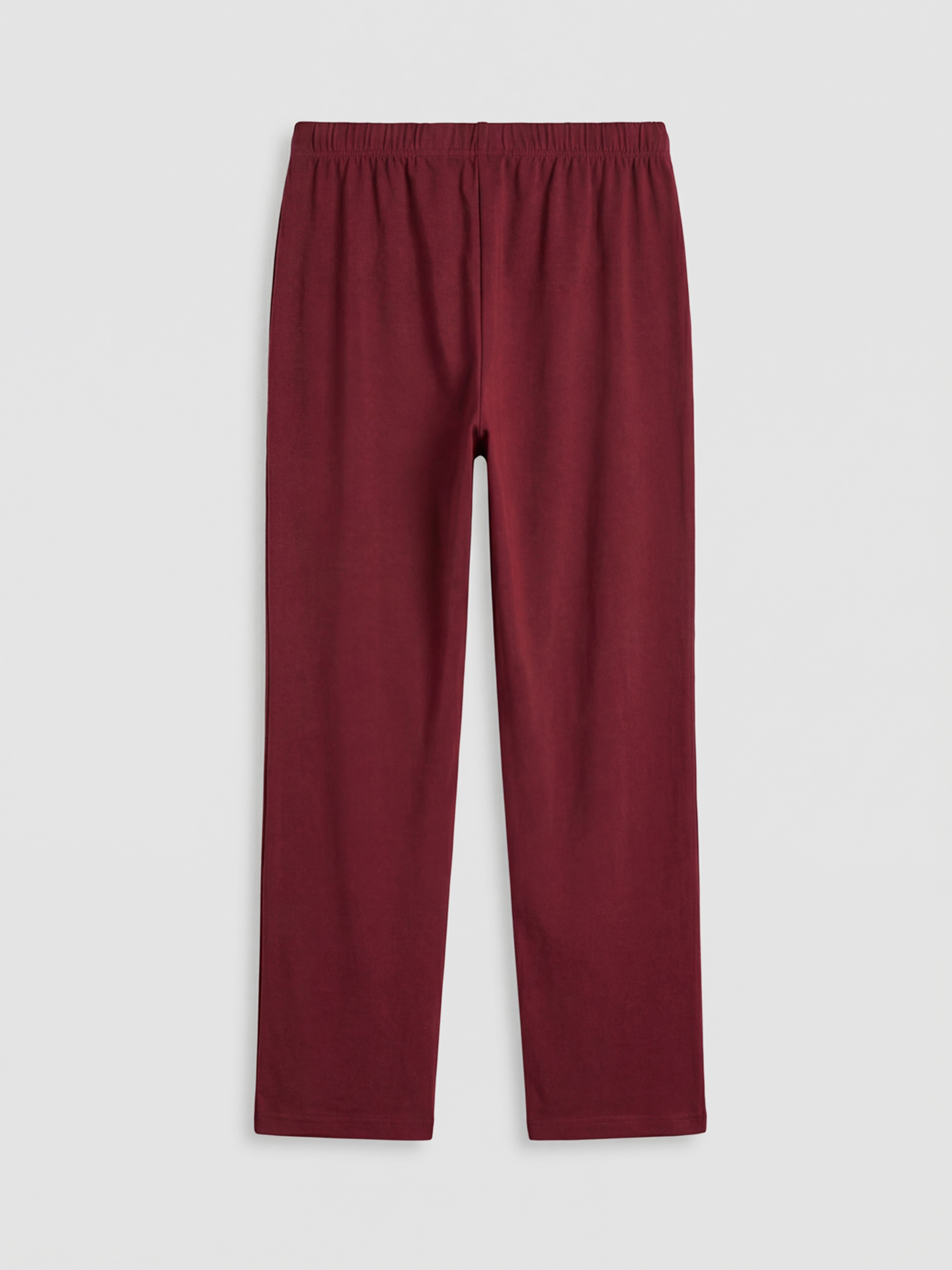Bordo Beli Lastikli Kadın Pijama Alt-1