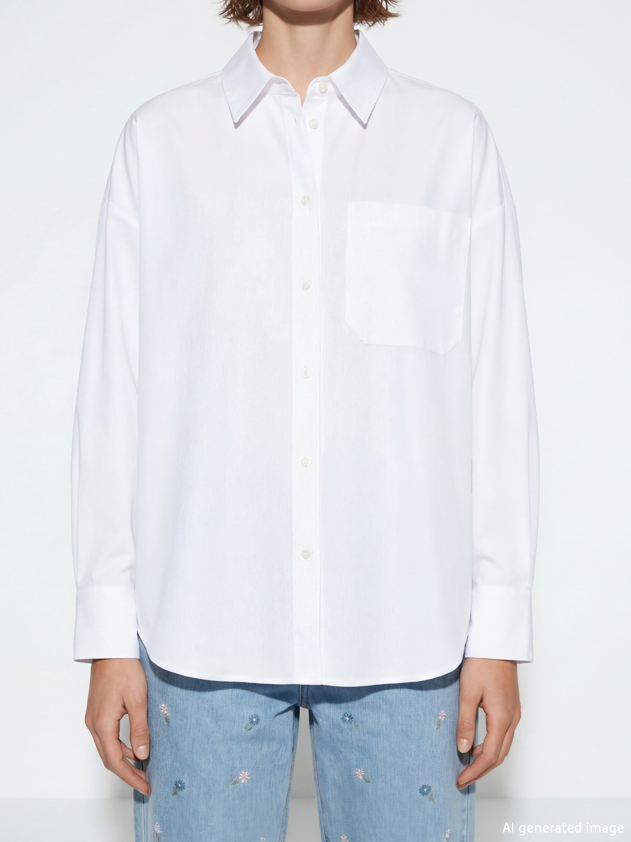 Beyaz Oversize Kadın Gömlek-2