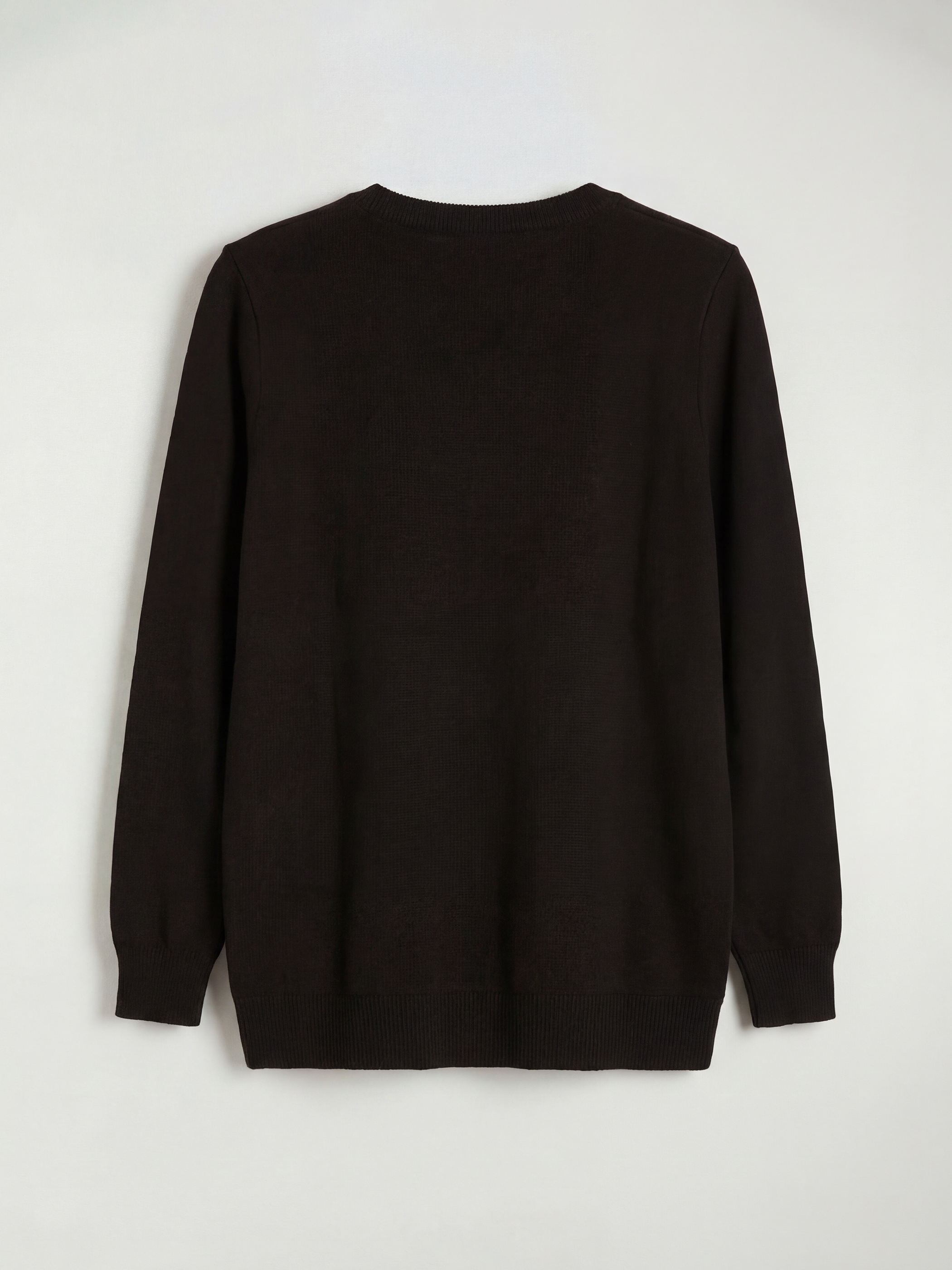 Siyah Bisiklet Yaka Kendinden Desenli Kadın Triko Hırka-1