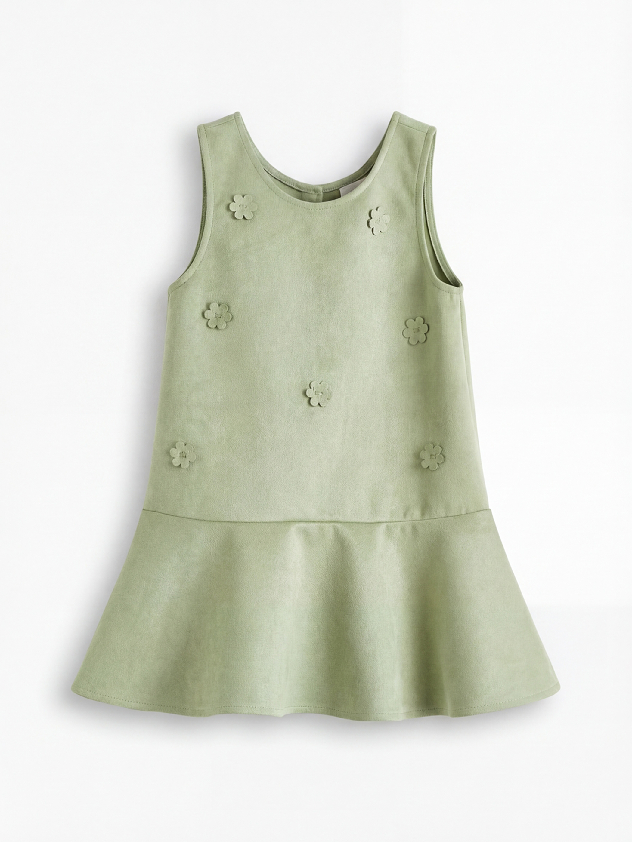 Yeşil Çiçekli Kız Çocuk Elbise Takımı-1