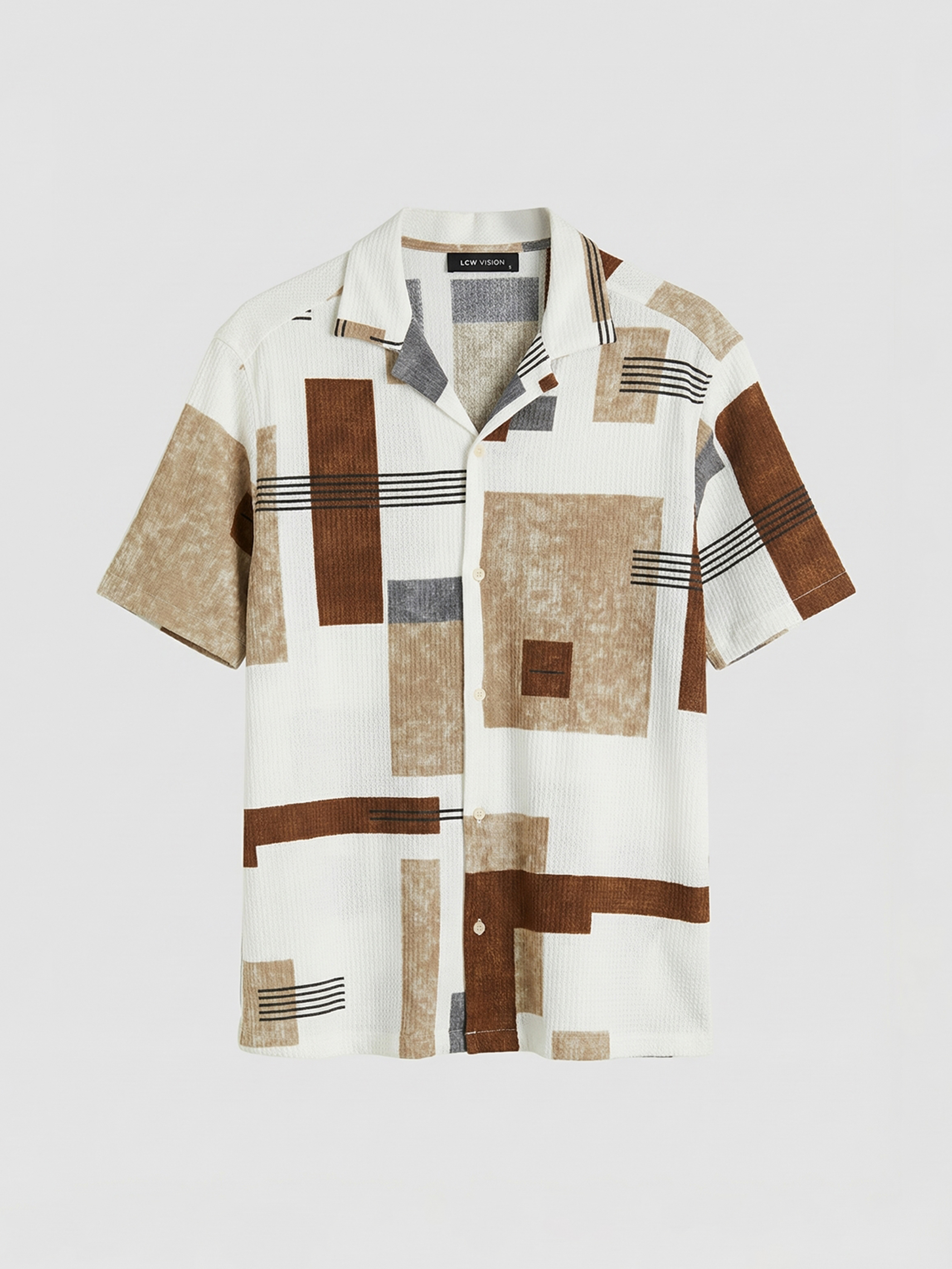 LCW Vision Regular Fit Geometrik Desenli Erkek Gömlek - S6MC84Z8-Y0T