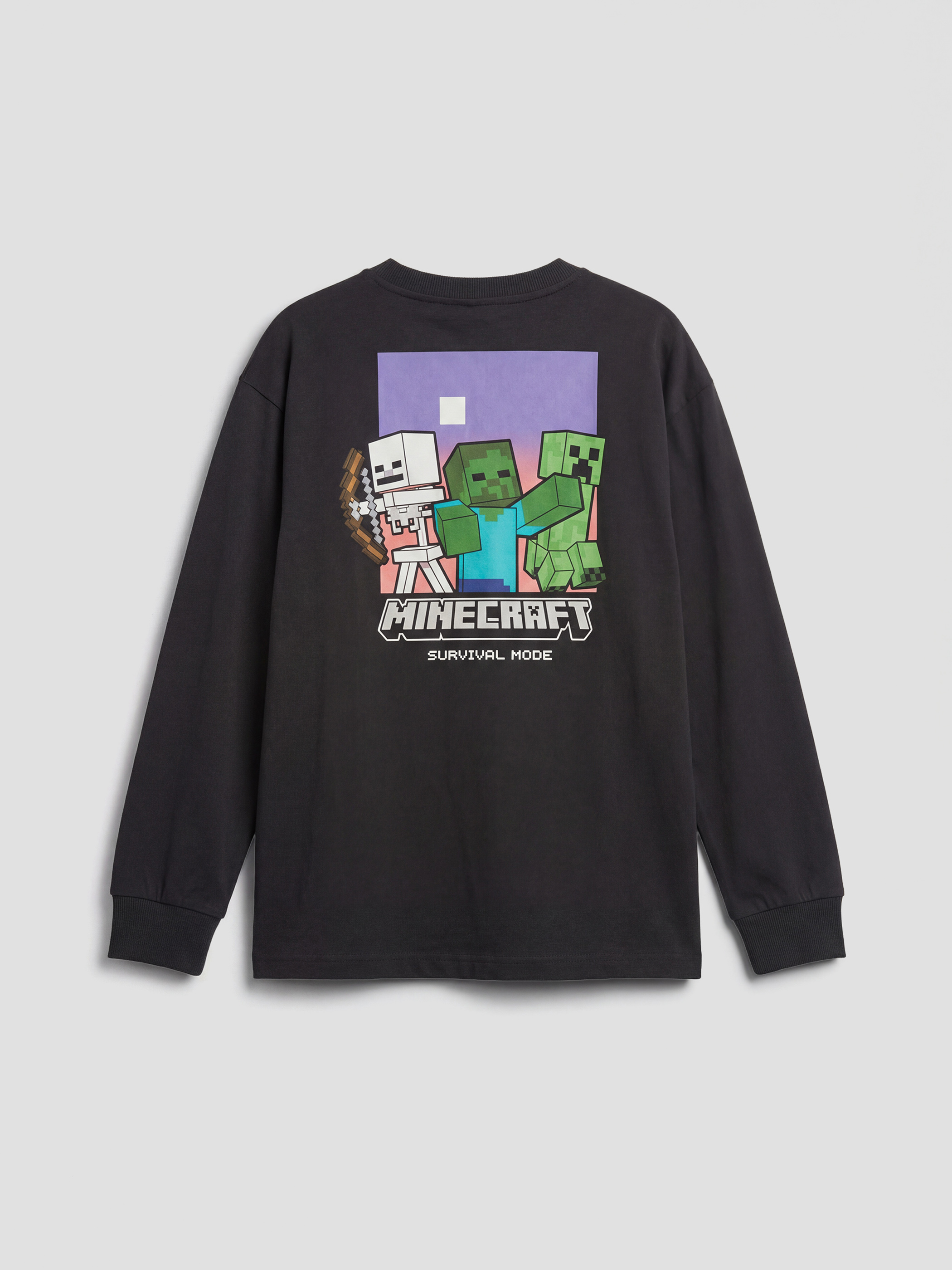 Antrasit Minecraft Baskılı Erkek Çocuk Sweatshirt-1