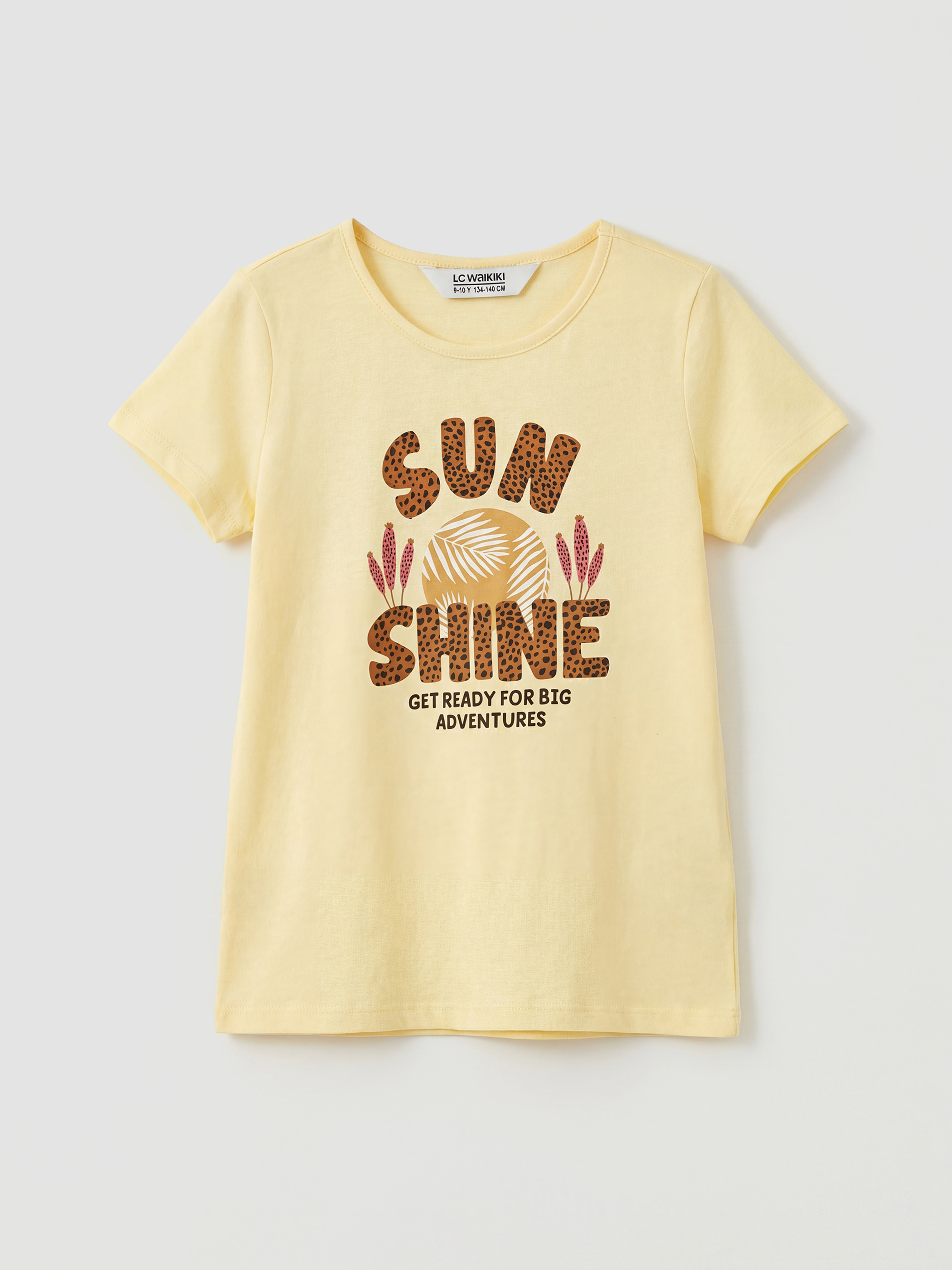 LC WAIKIKI Bisiklet Yaka Baskılı Kız Çocuk Tişört - S6ME83Z4-FRS