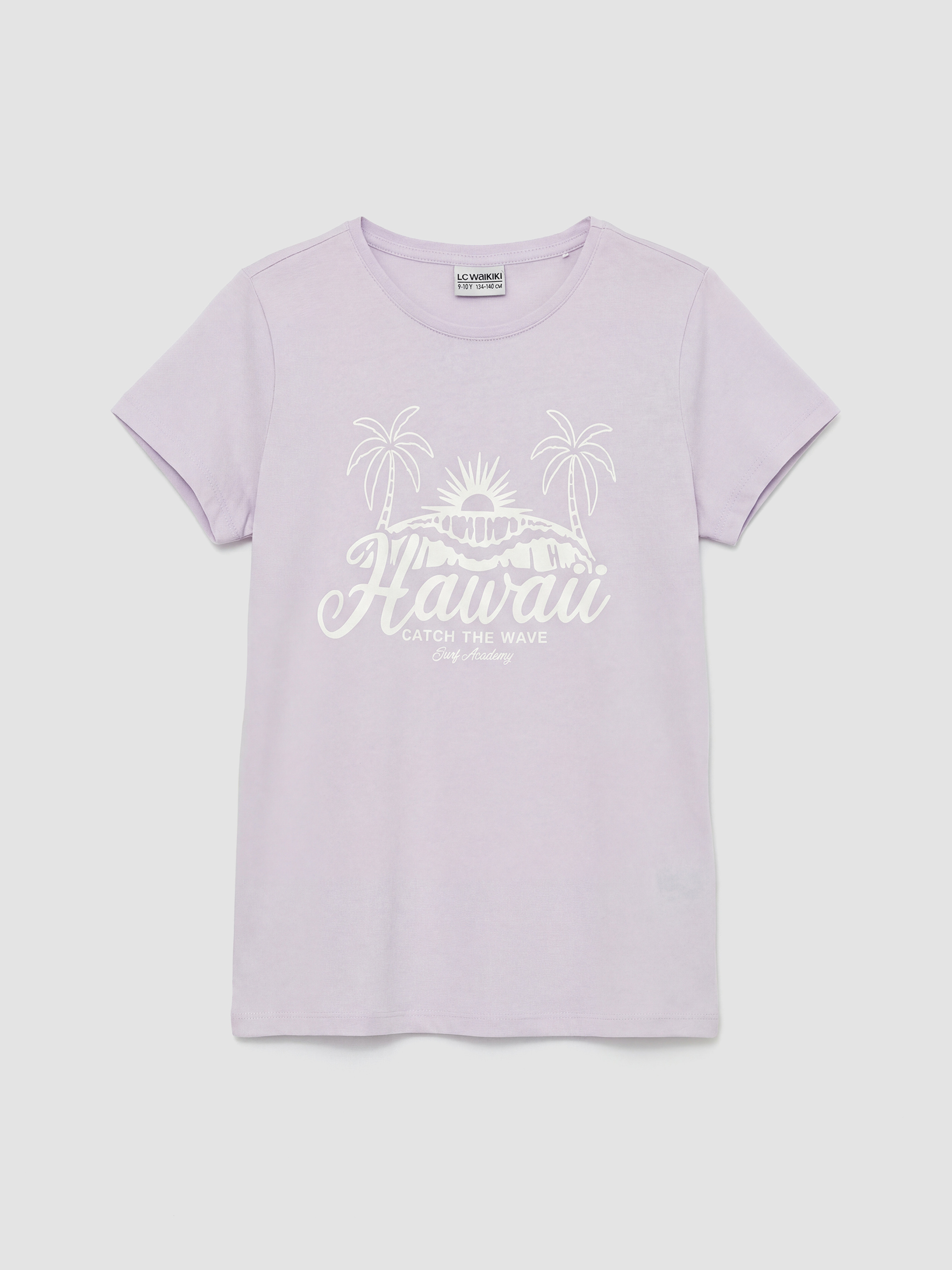 LC WAIKIKI Bisiklet Yaka Hawaii Baskılı Kız Çocuk Tişört - S6ME83Z4-G7T