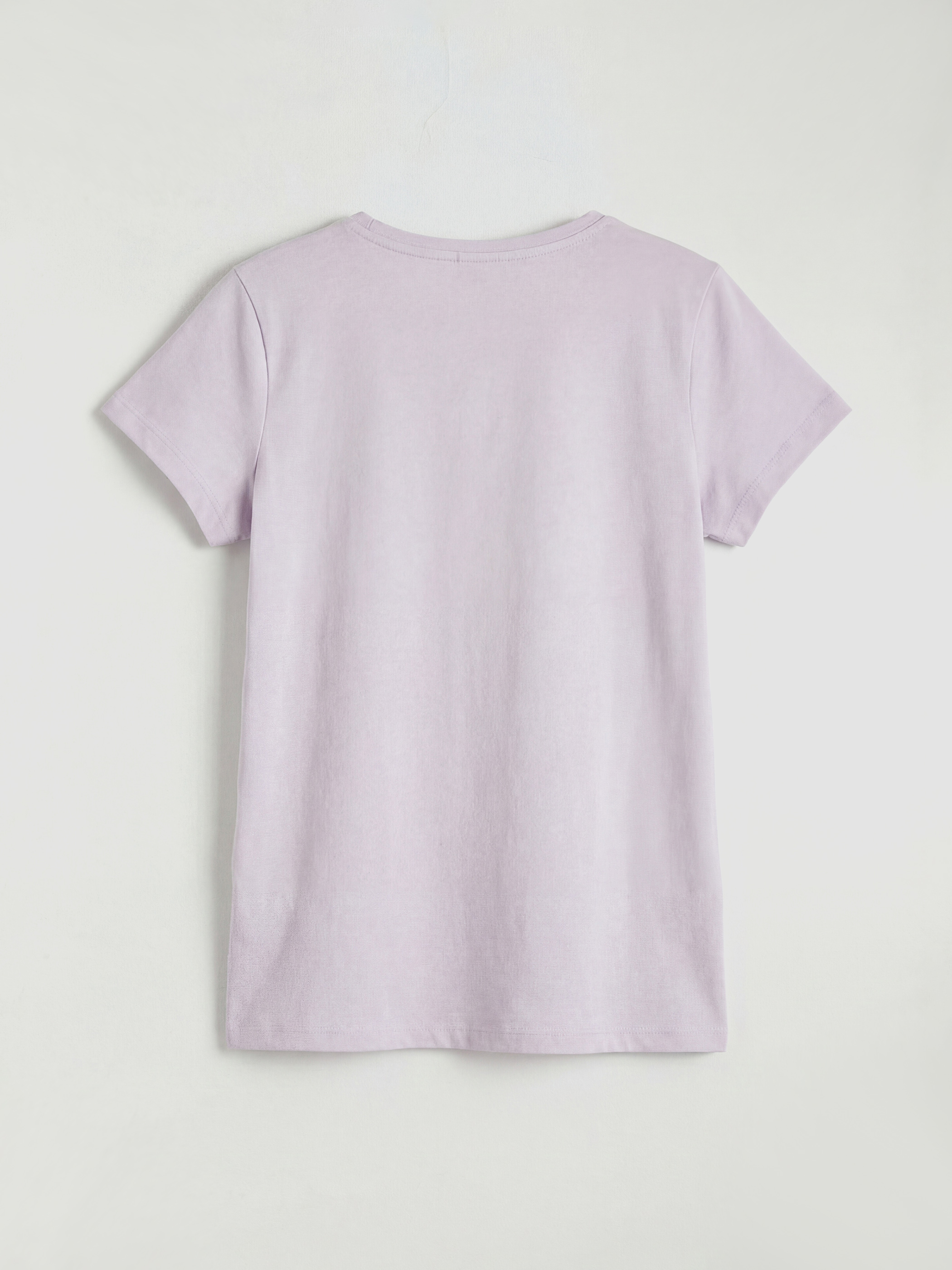 Lila Bisiklet Yaka Hawaii Baskılı Kız Çocuk Tişört-1