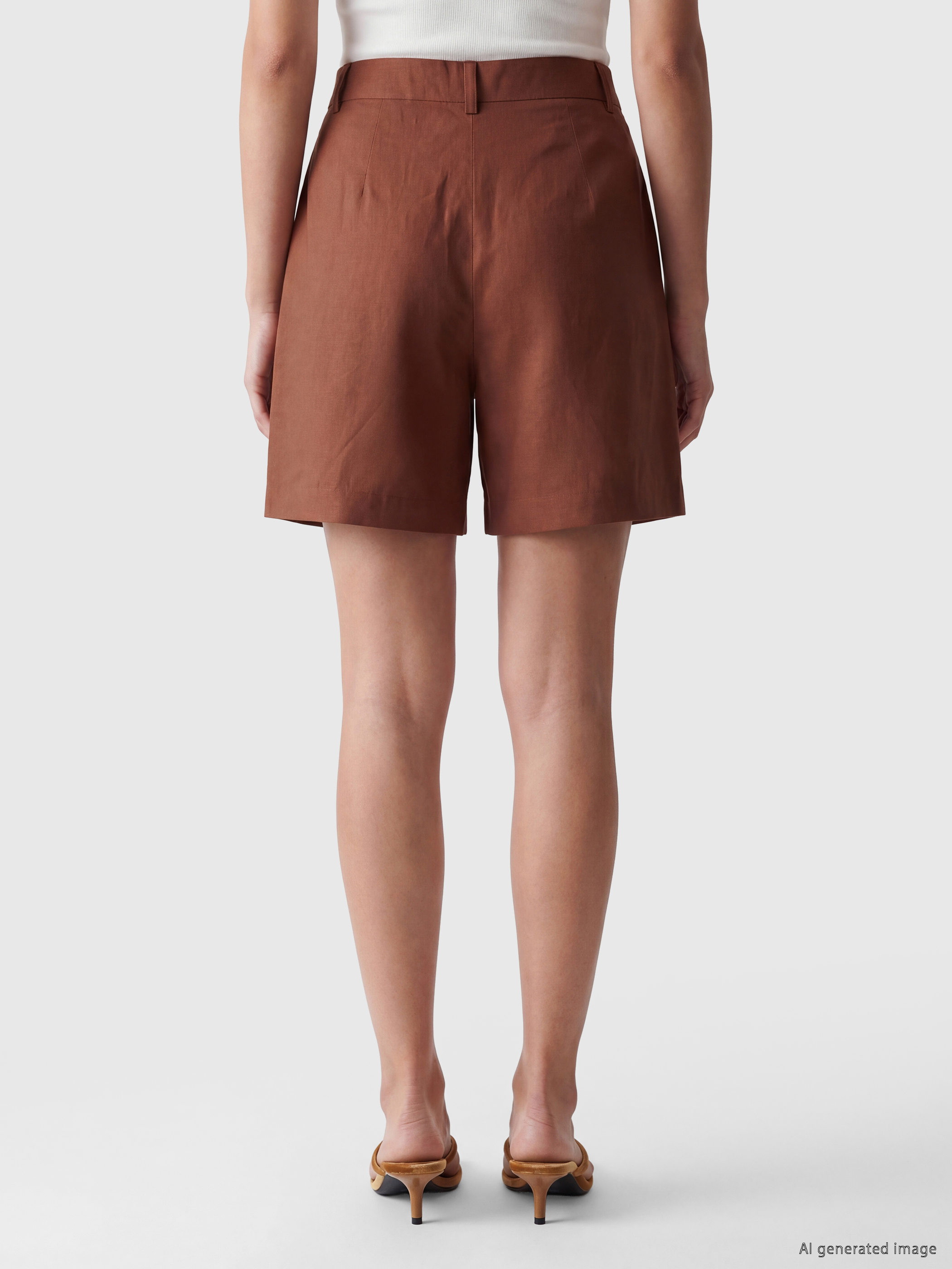 Pleated Linen Blend Women's Shorts-2