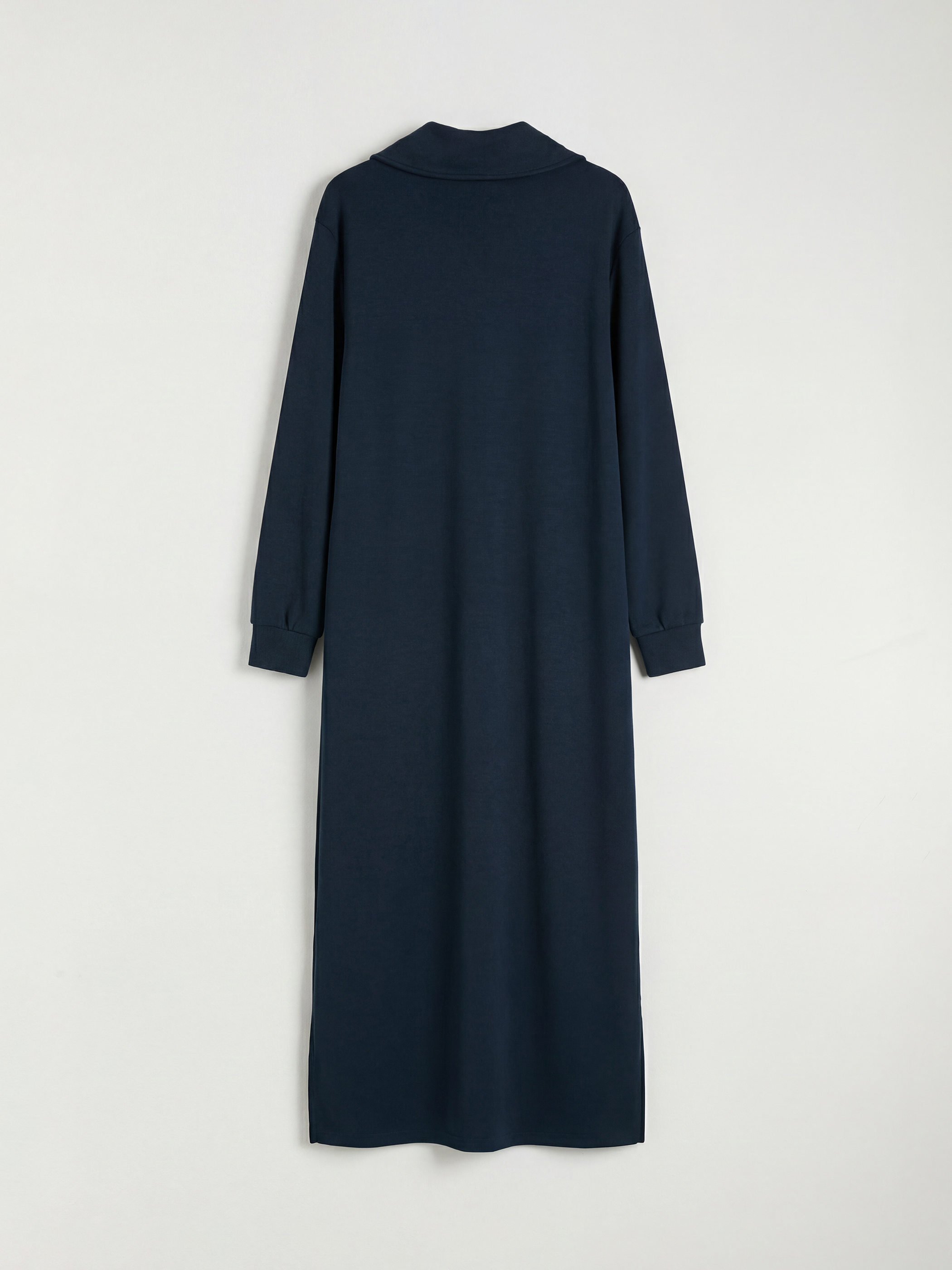 Lacivert Polo Yaka Kadın Sweatshirt Elbise-1