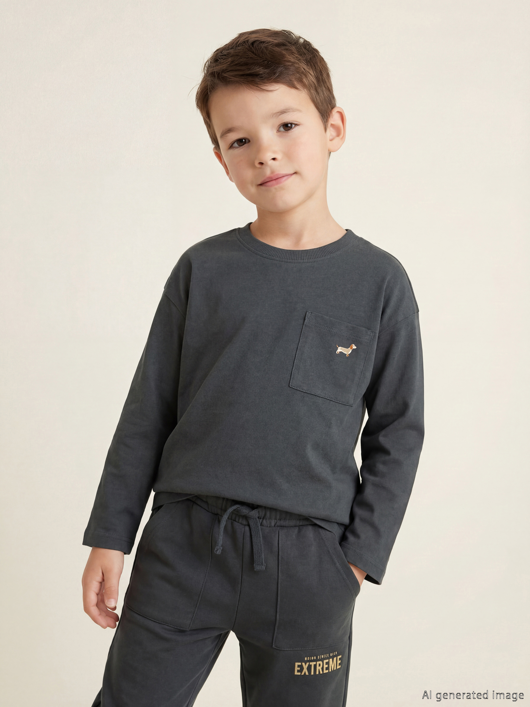 Футболка с круглым вырезом, с принтом, с длинным рукавом для мальчиков, упаковка из 2 штук-1