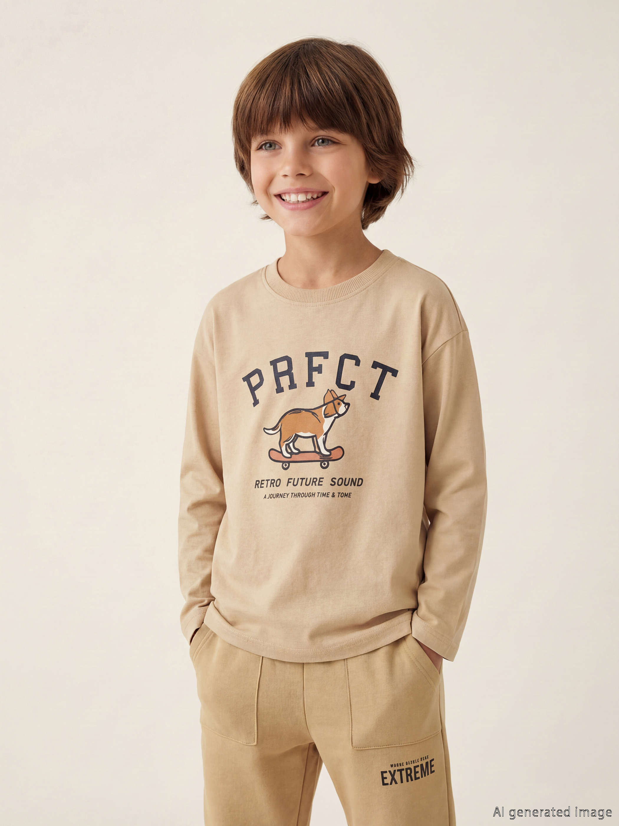 Футболка с круглым вырезом, с принтом, с длинным рукавом для мальчиков, упаковка из 2 штук-2