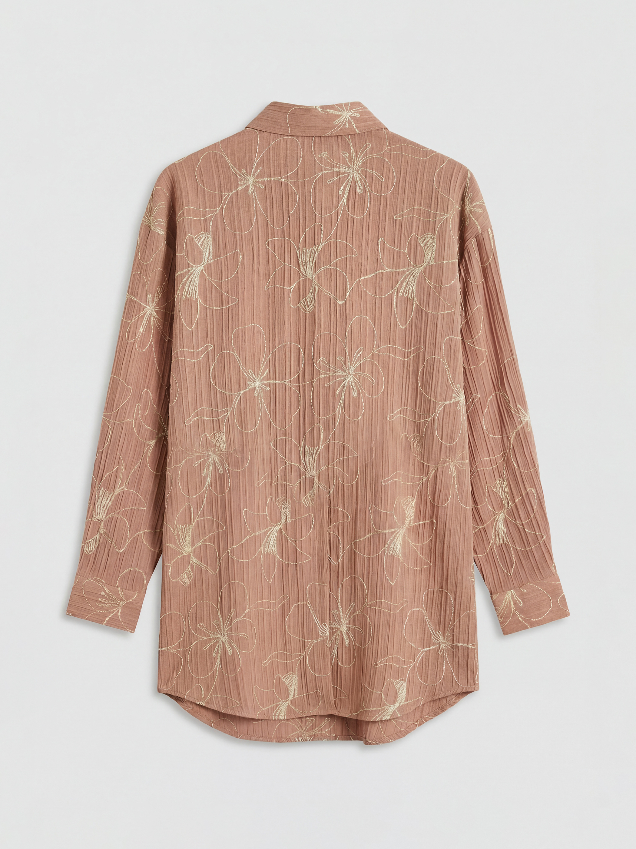 Kahverengi Nakışlı Kadın Gömlek Tunik-5