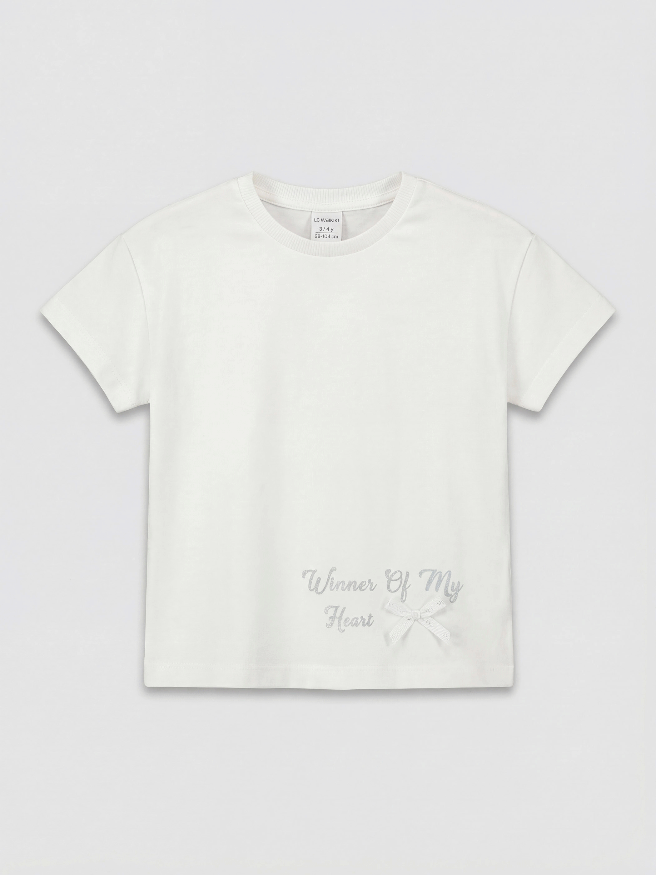 LCW Kids Bisiklet Yaka Baskılı Kız Çocuk Tişört