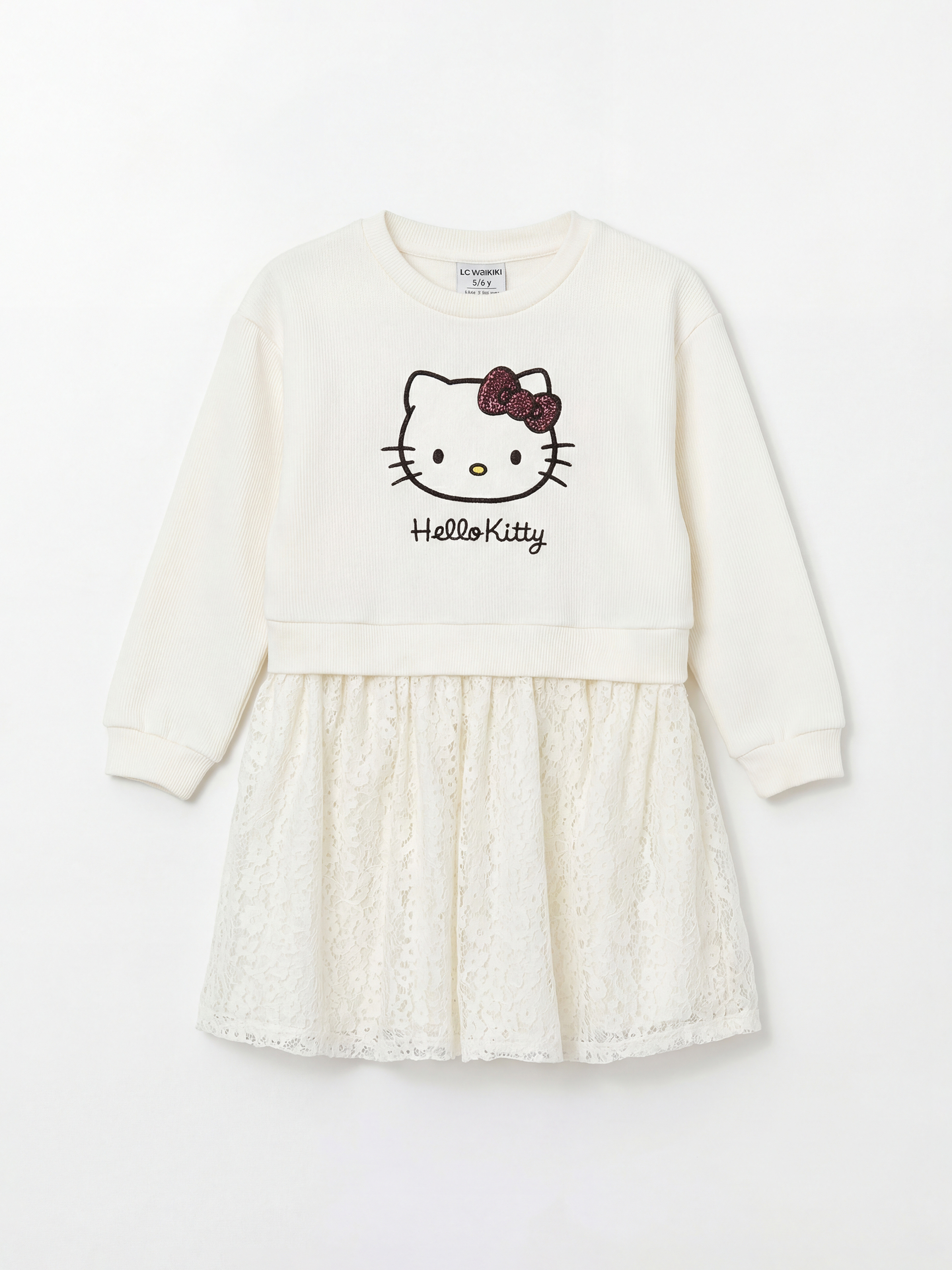 Yeşil Kalp Desenli Kız Çocuk Fırfırlı Elbise-1