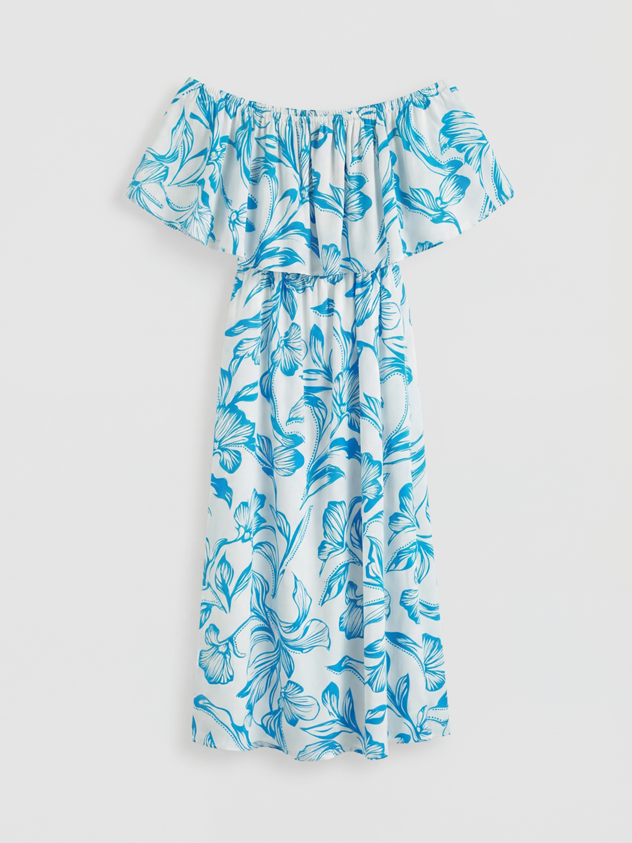 Women's Slash Neck Patterned A-Line Dress-4