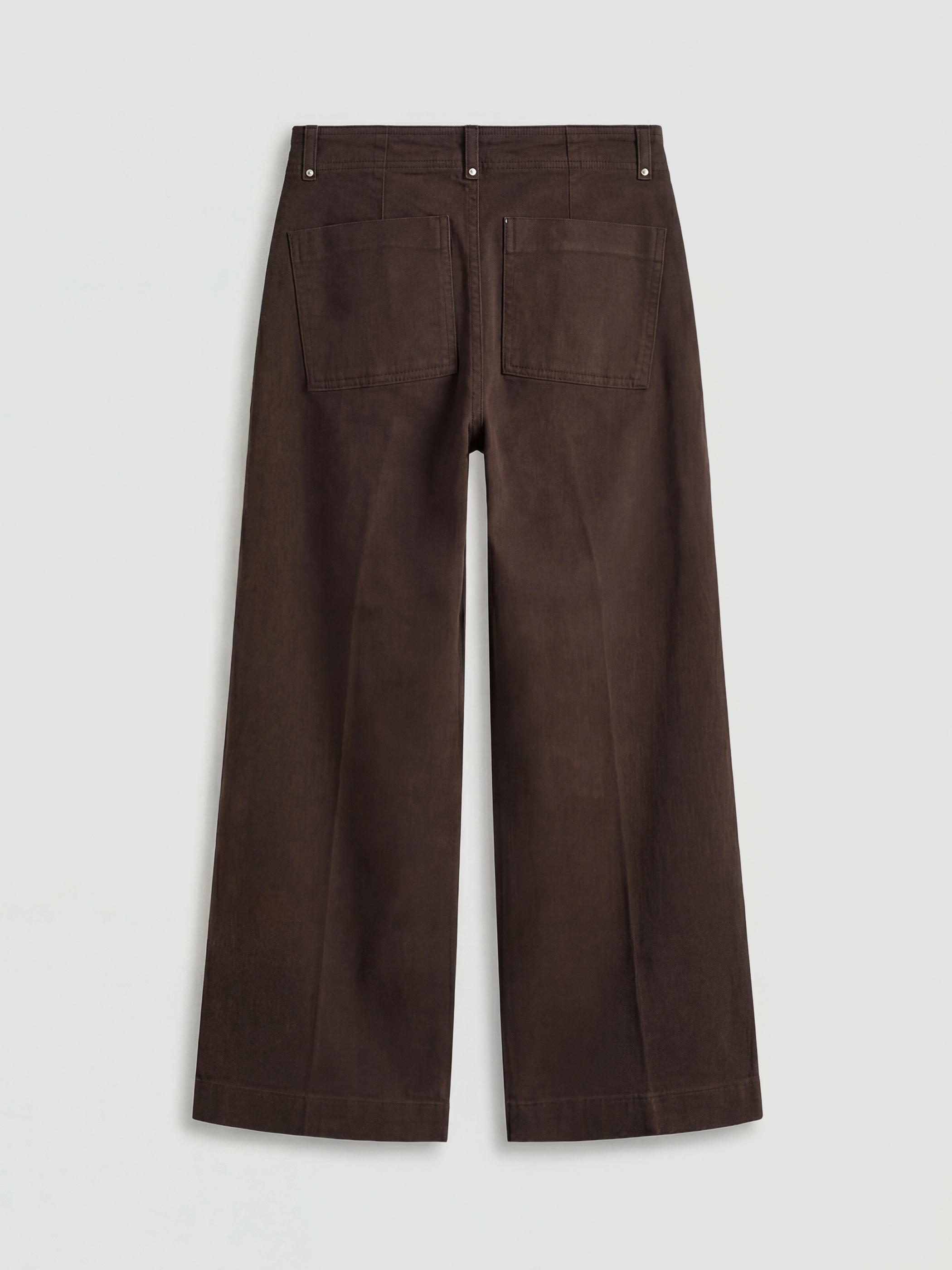 Kahverengi Yüksek Bel Wideleg Kadın Jean Pantolon-1