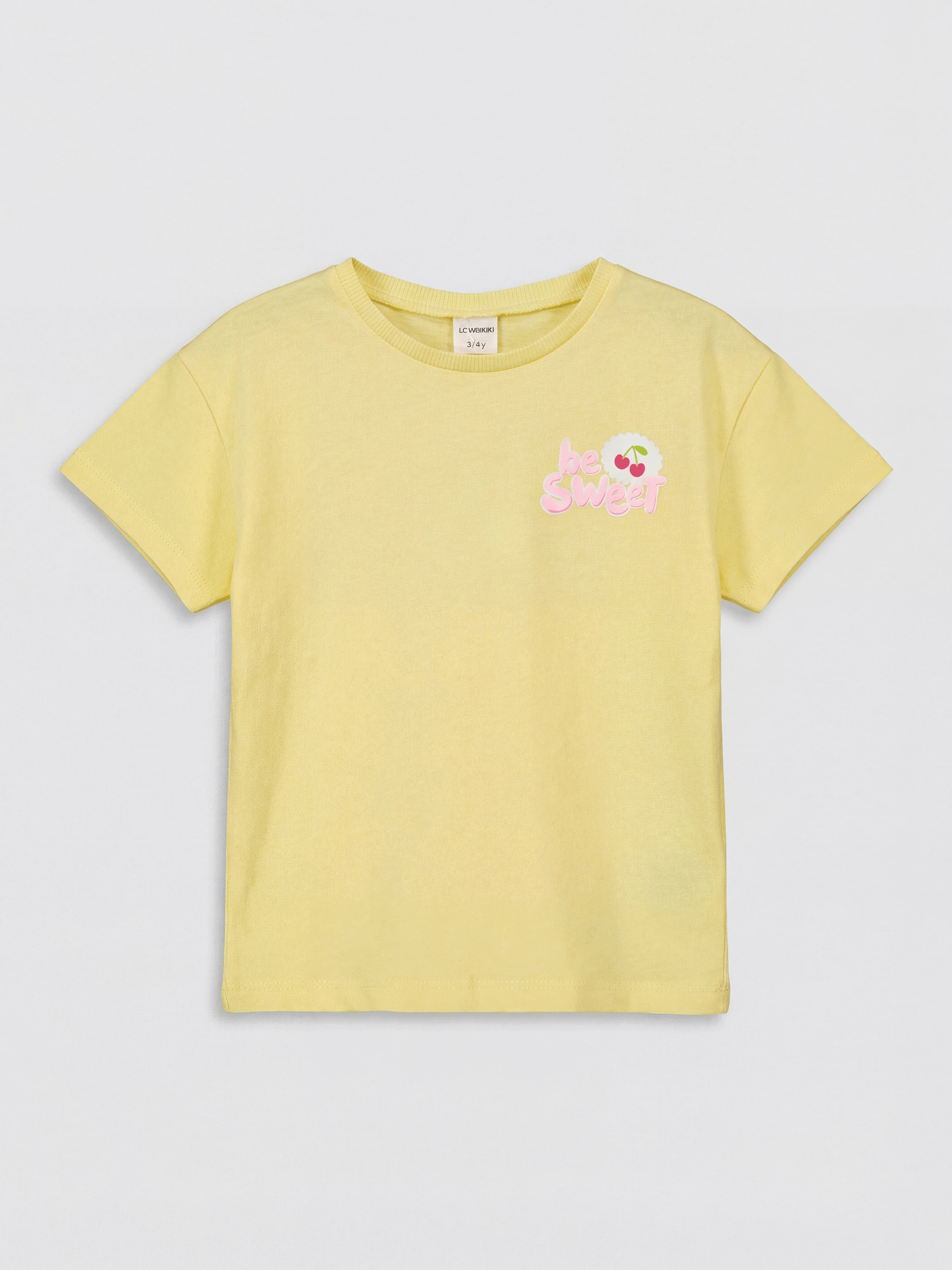 LCW Kids Bisiklet Yaka Baskılı Kız Çocuk Tişört