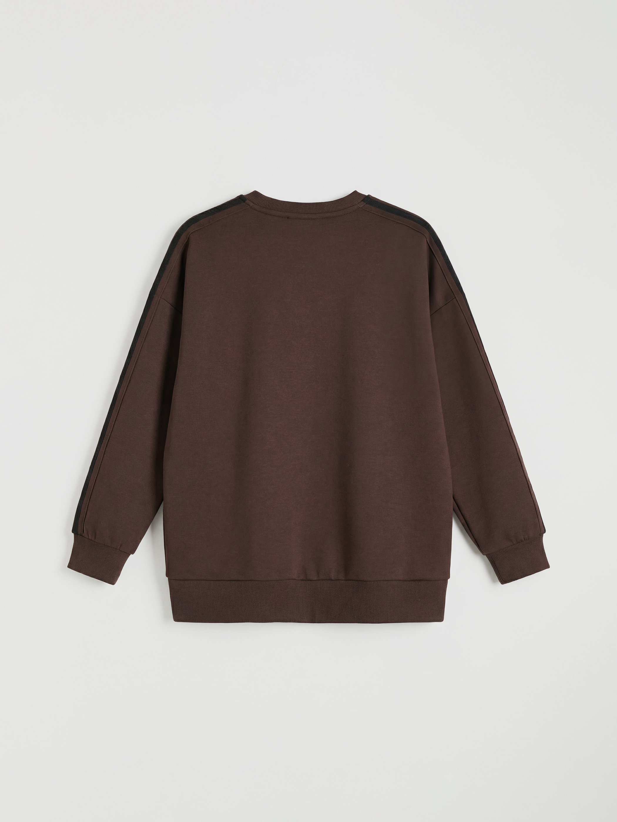 Kahverengi Bisiklet Yaka Oversize Kadın Sweatshirt Tunik-4