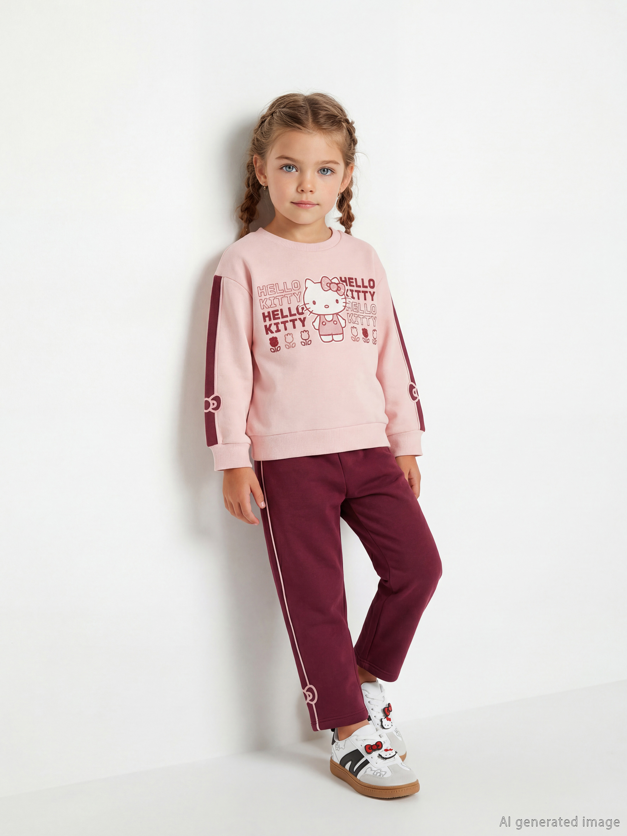 LCW Kids Hello Kitty Baskılı Kız Çocuk Sweatshirt ve Eşofman Altı - S6MM22Z1-G3G