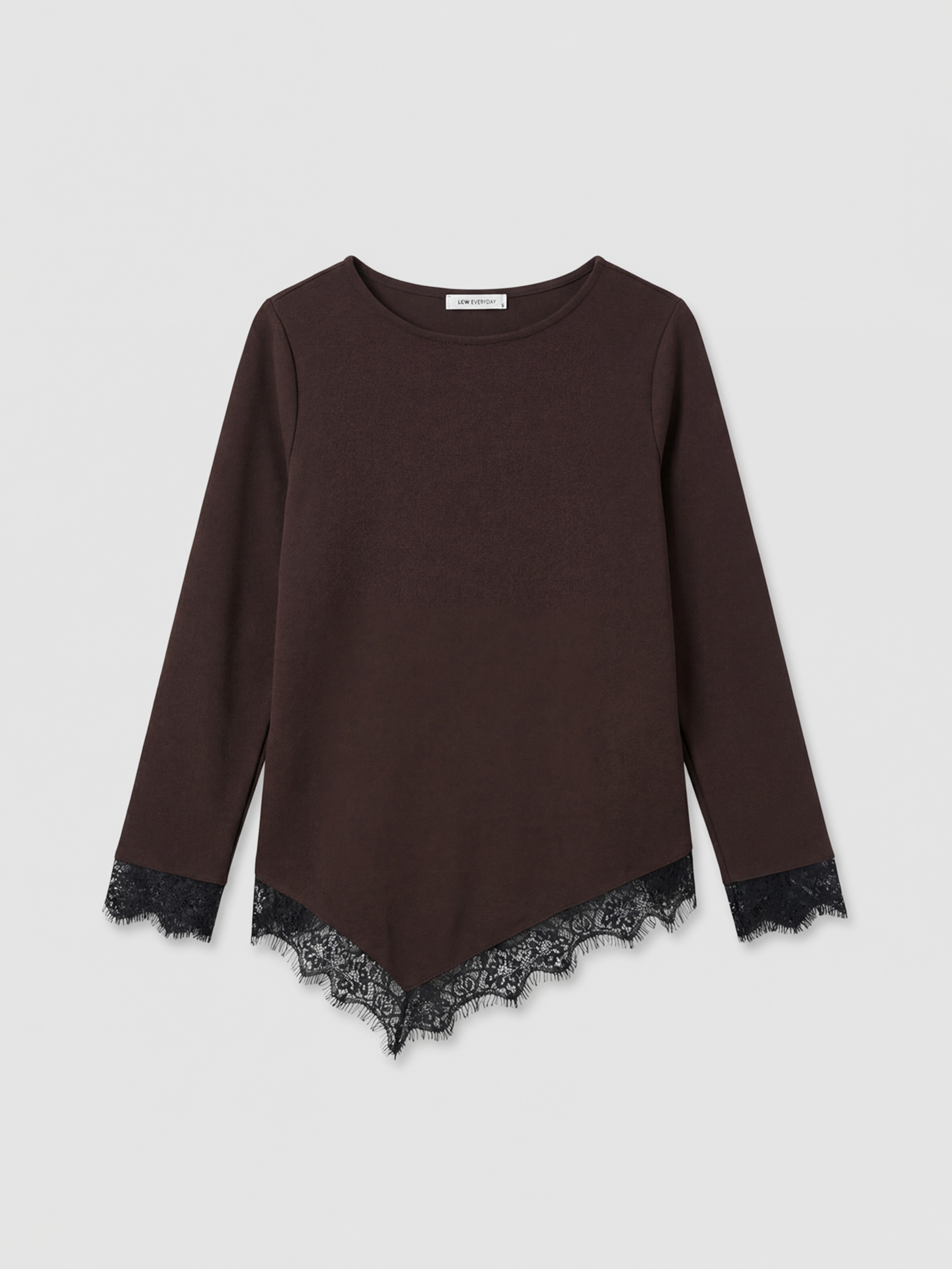 LCWAIKIKI Classic Kayık Yaka Asimetrik Dantel Bluz - S6MM88Z8-HMK