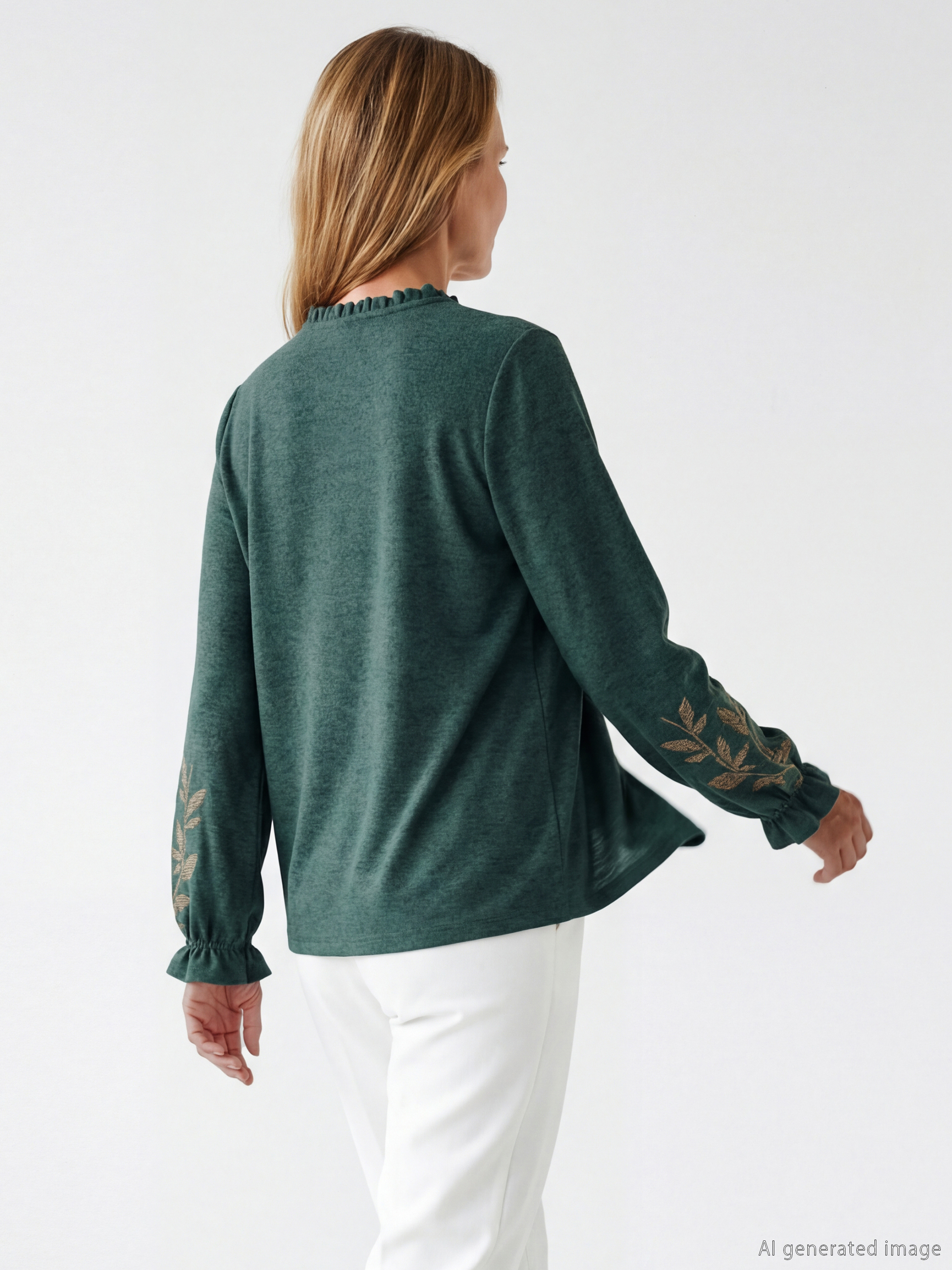 Tie-Neck Patterned Blouse-3