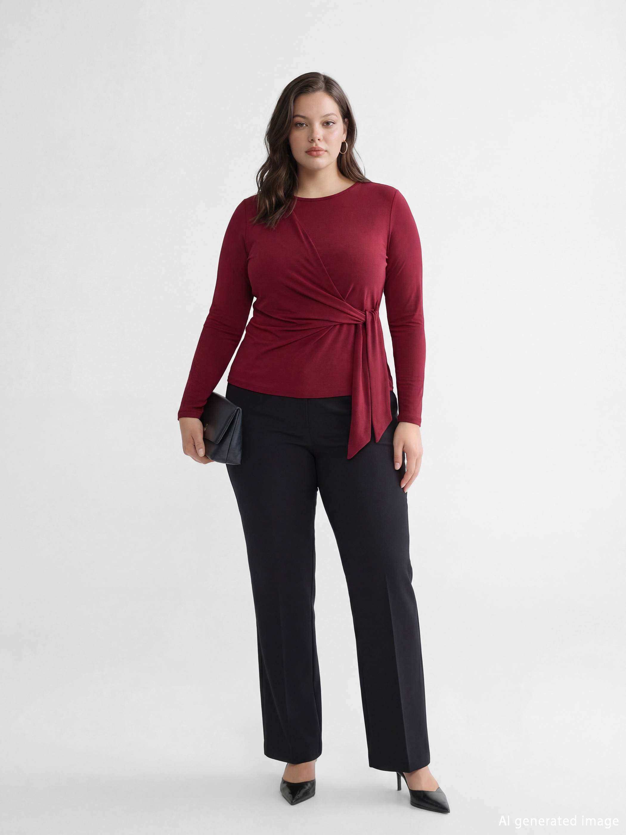 Bordo Bisiklet Yaka Bağlama Detaylı Kadın Body-1