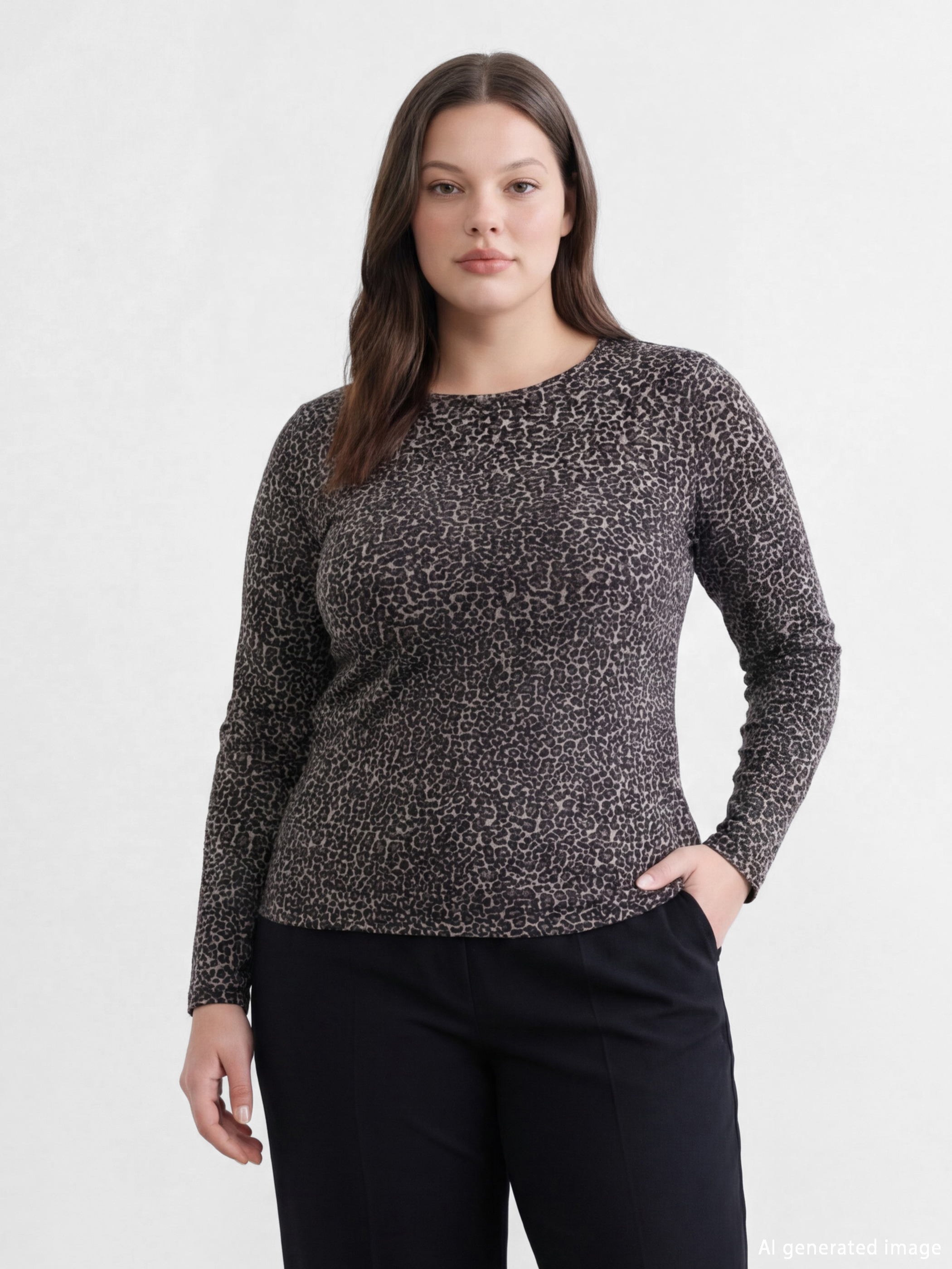 Bluza sa leopard printom i okruglim izrezom-1