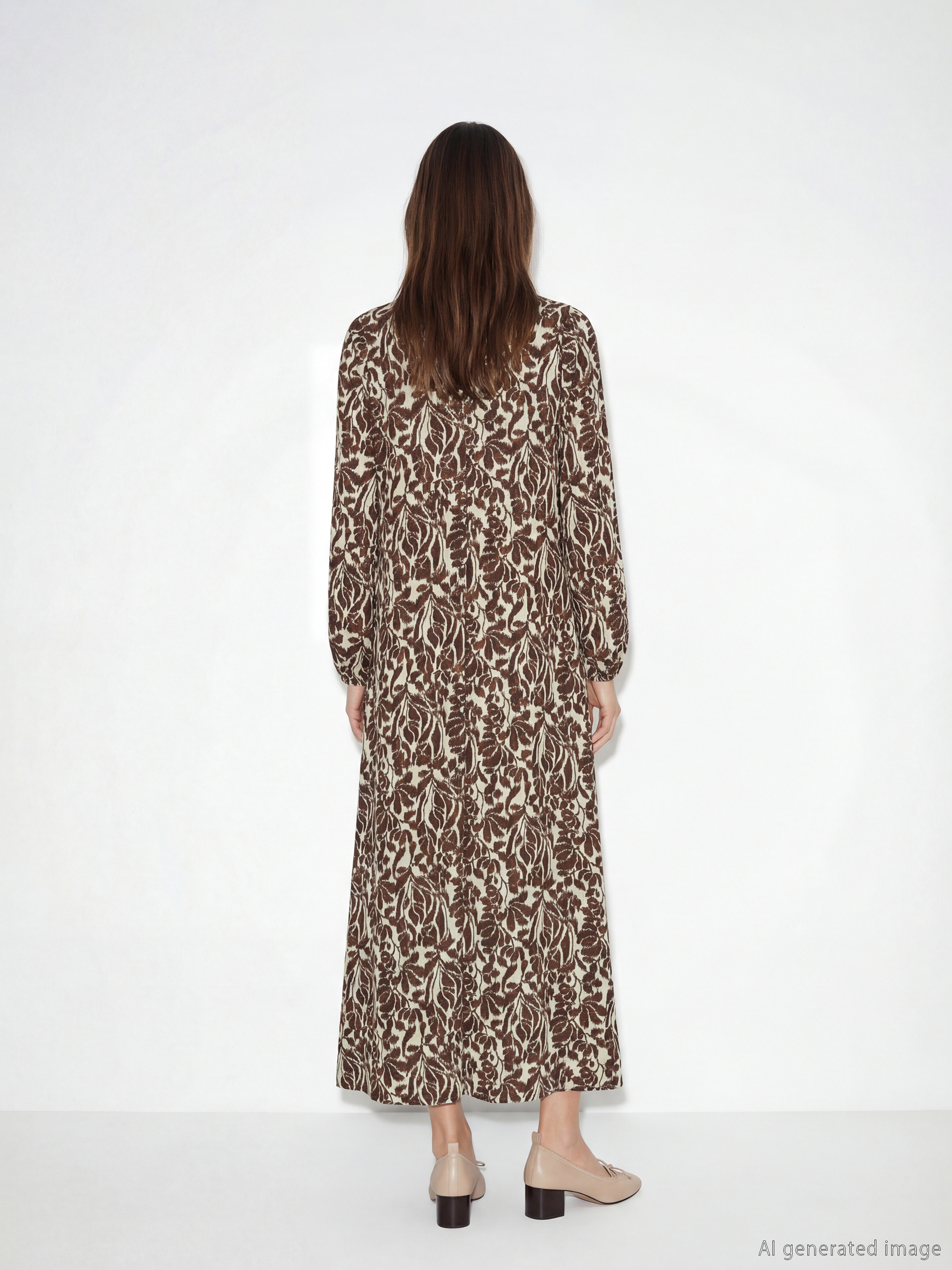 Grandad Collar Floral A-Line Dress-3