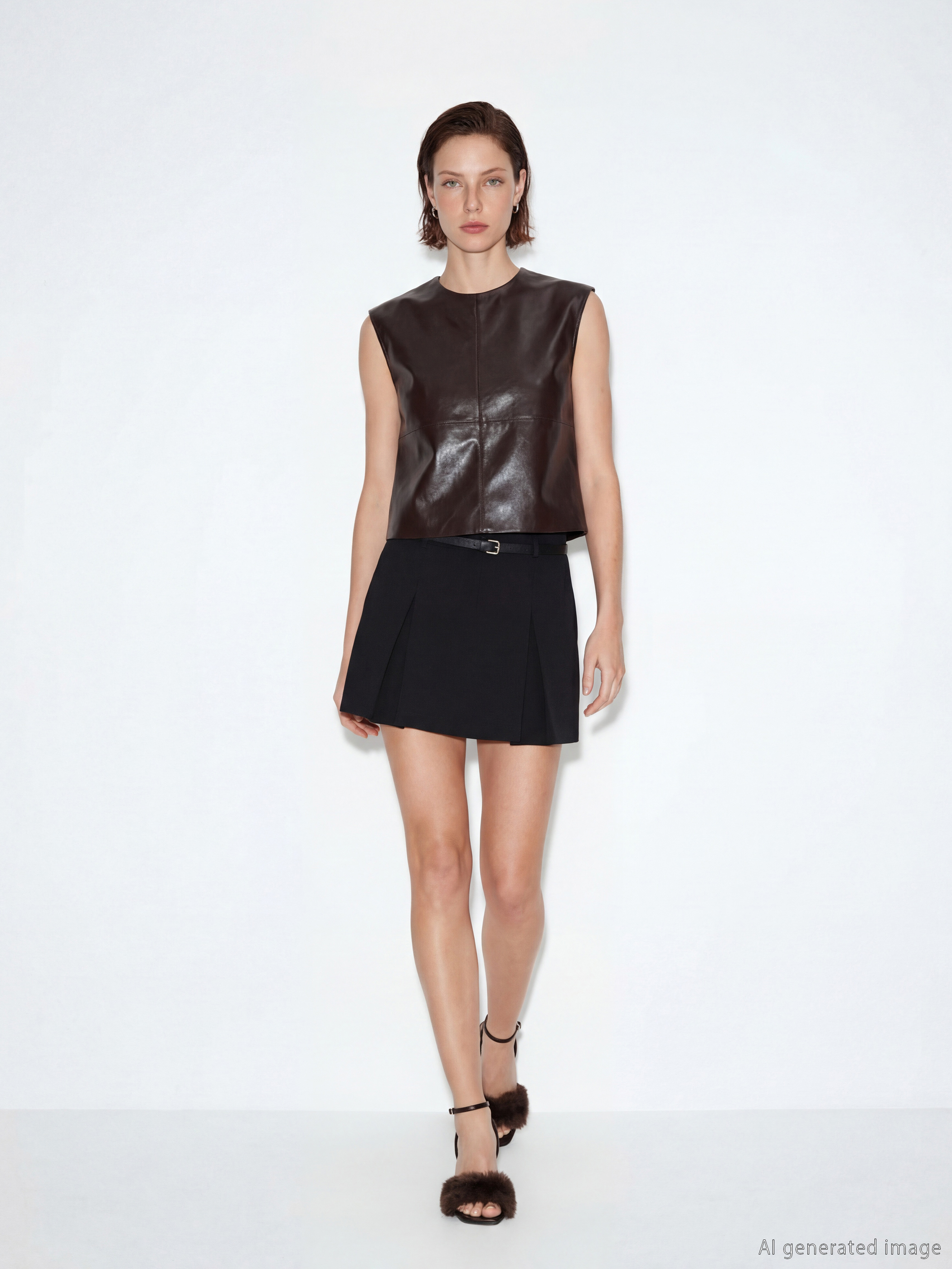 Siyah Beli Kemerli Şort Etek-1