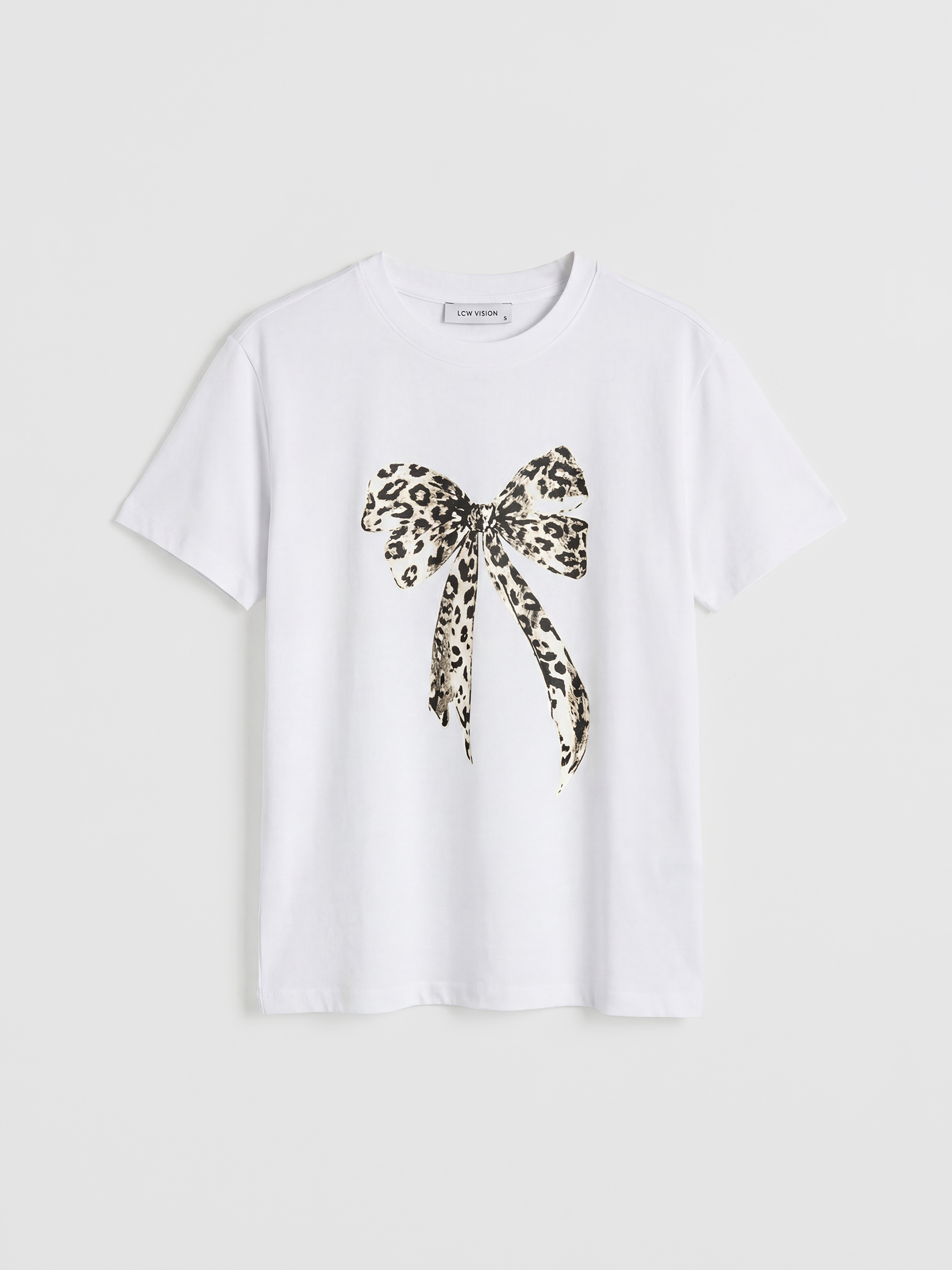 LCW Vision Leoparlı Fiyonk Baskılı Kadın Tişört - S6MR14Z8-Q6K