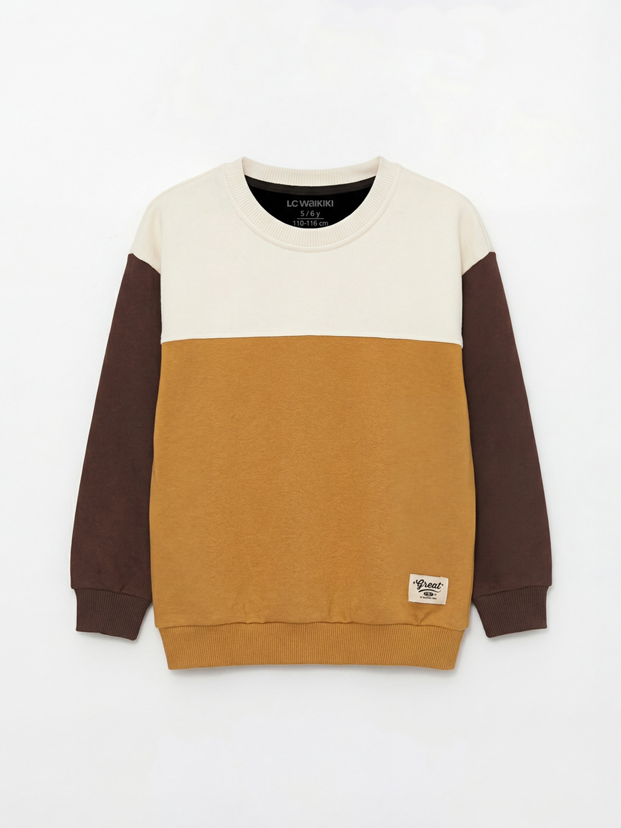 Bej  Bisiklet Yaka Erkek Çocuk Sweatshirt Ve Eşofman Altı-1