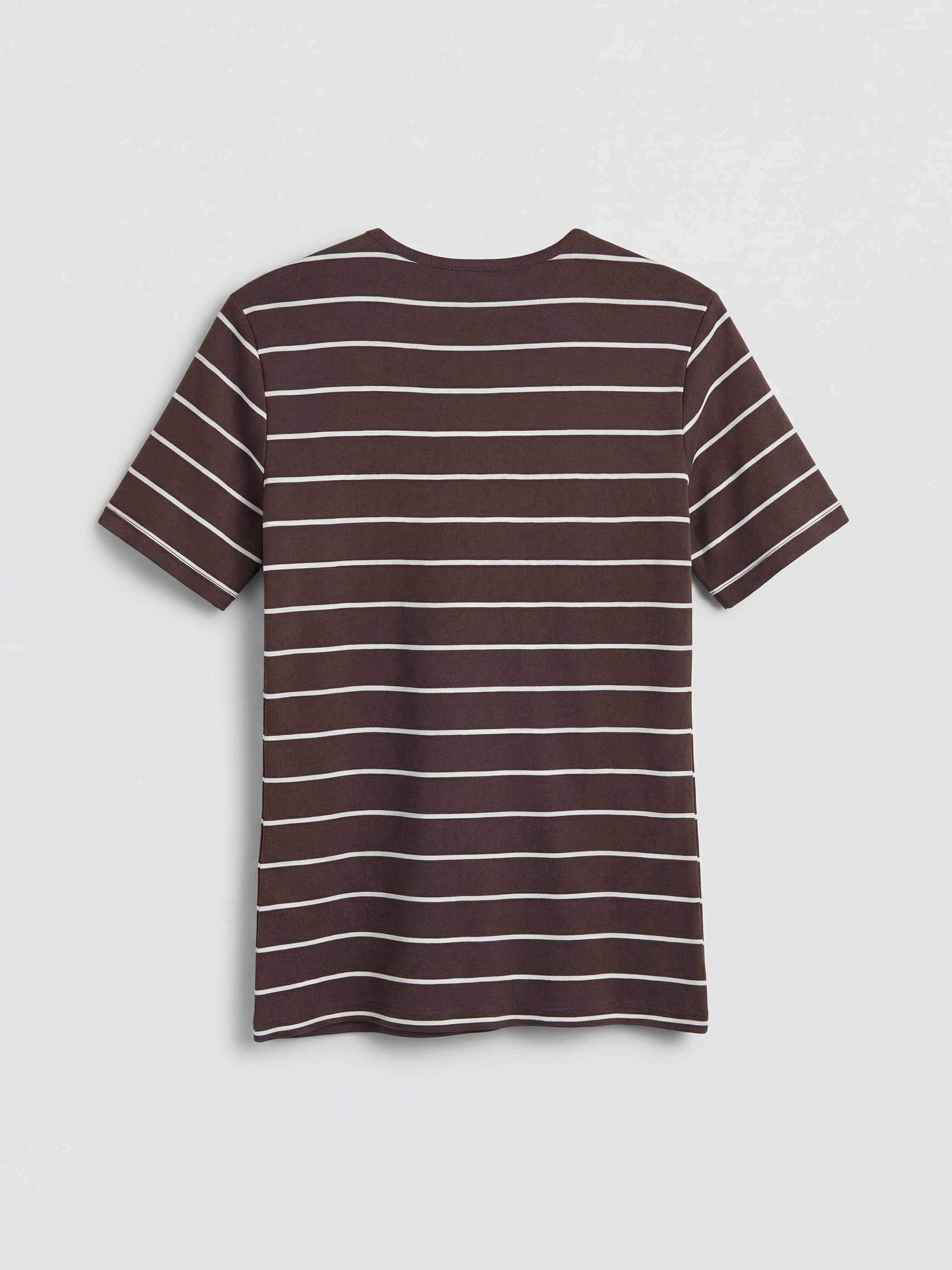 Kahverengi Bisiklet Yaka Çizgili Kadın Tişört-1