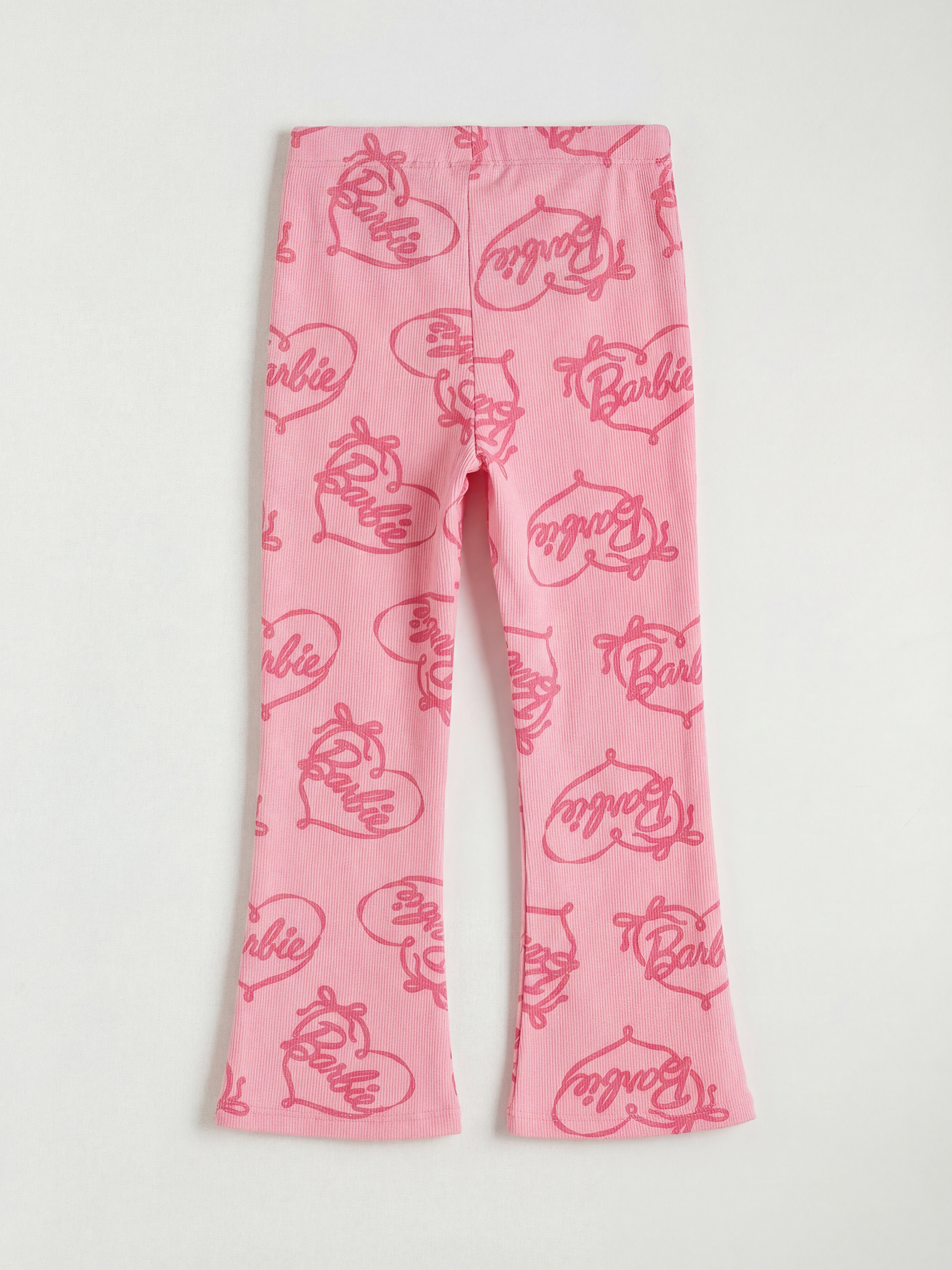 Pembe Barbie Baskılı İspanyol Paça Tayt-1