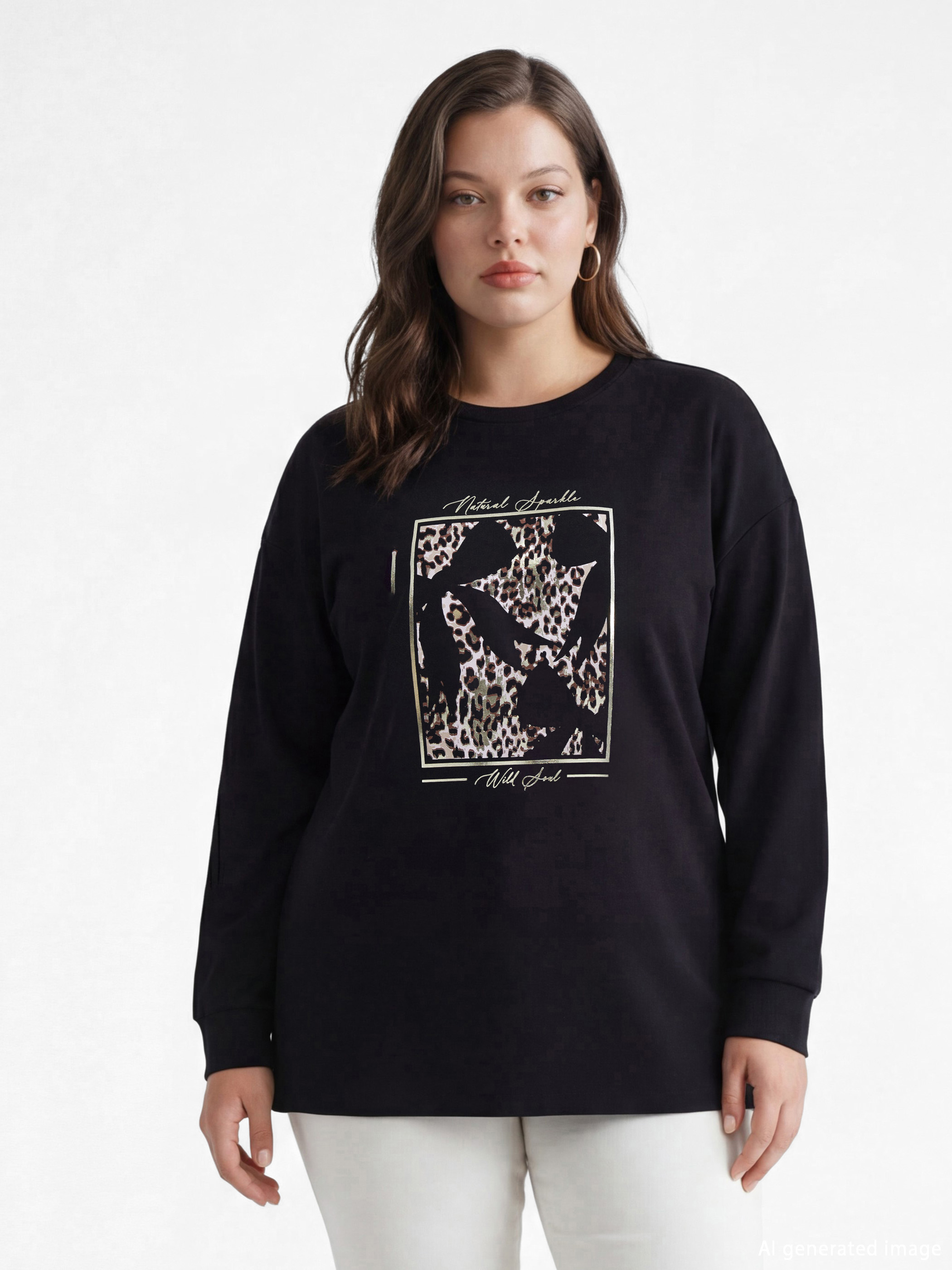 LCWAIKIKI Classic Baskılı Soft Touch Oversize Kadın Sweatshirt Tunik - S6MU66Z8-CVL