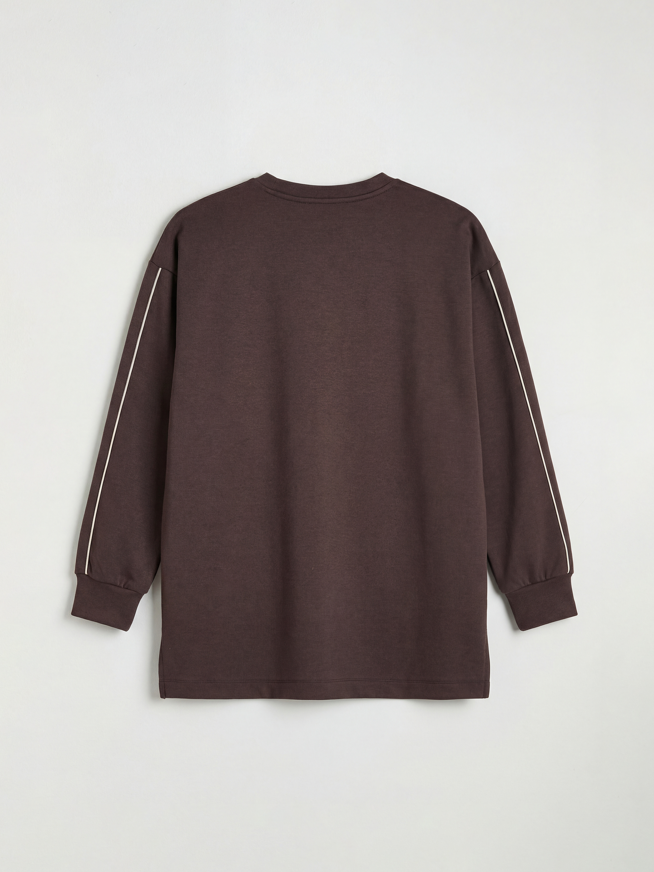 Kahverengi Bisiklet Yaka Soft Touch Kadın Sweatshirt-1