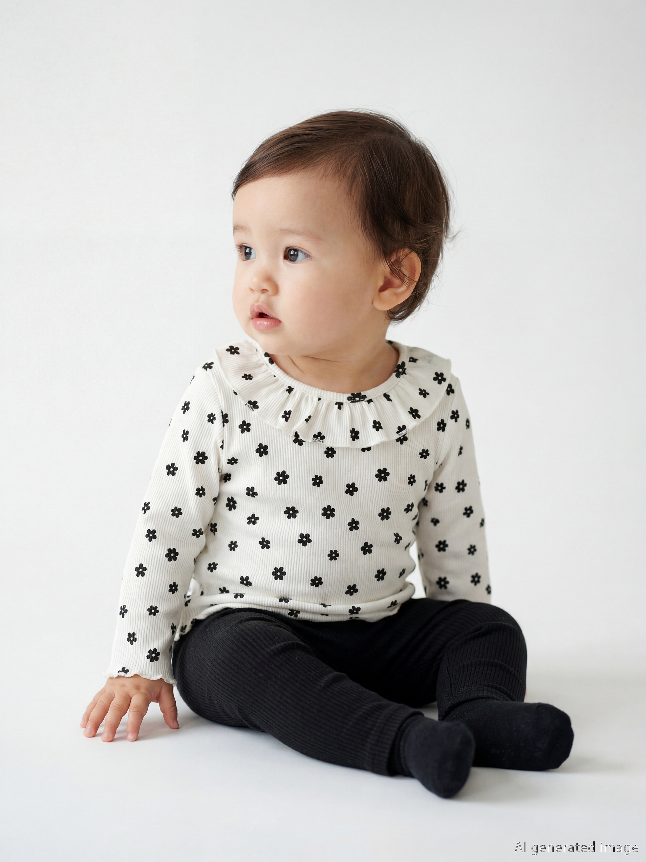 LCW baby Çiçek Desenli Kız Bebek Bluz ve Tayt - S6MU80Z1-LRA