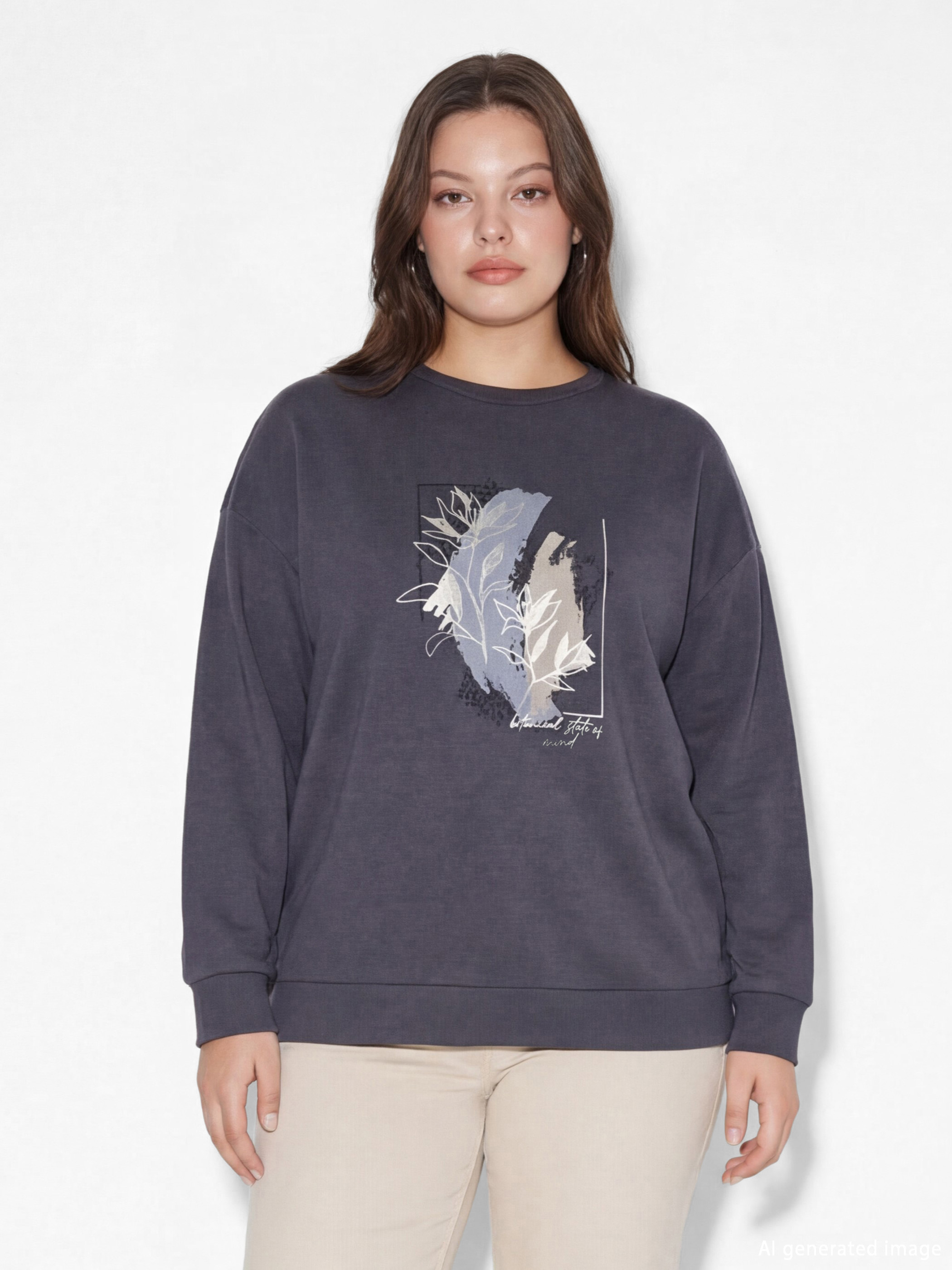 Gri Soft Touch Oversize Kadın Tişört-1