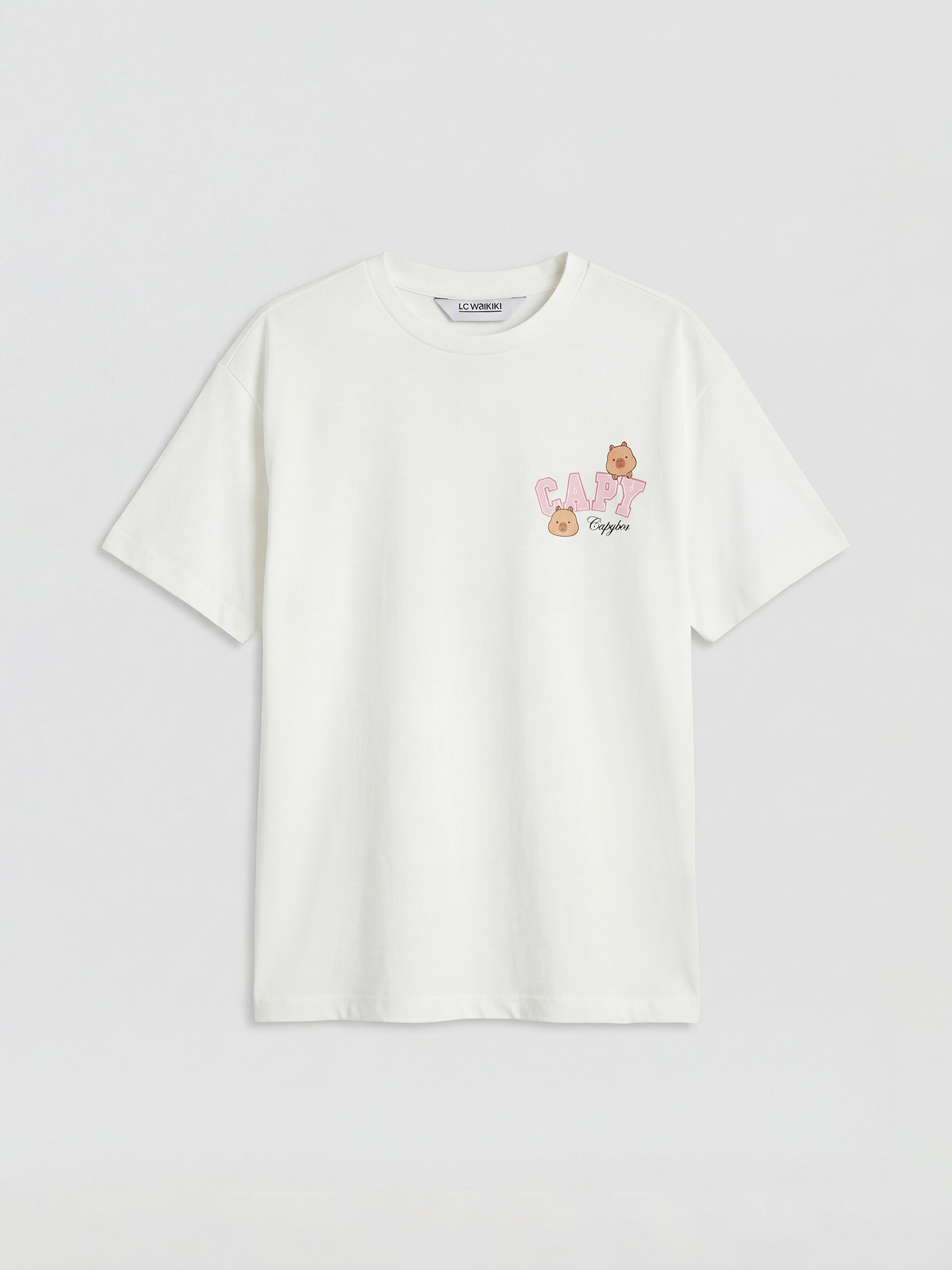 Ekru Capyfun Baskılı Kız Çocuk Tişört-3