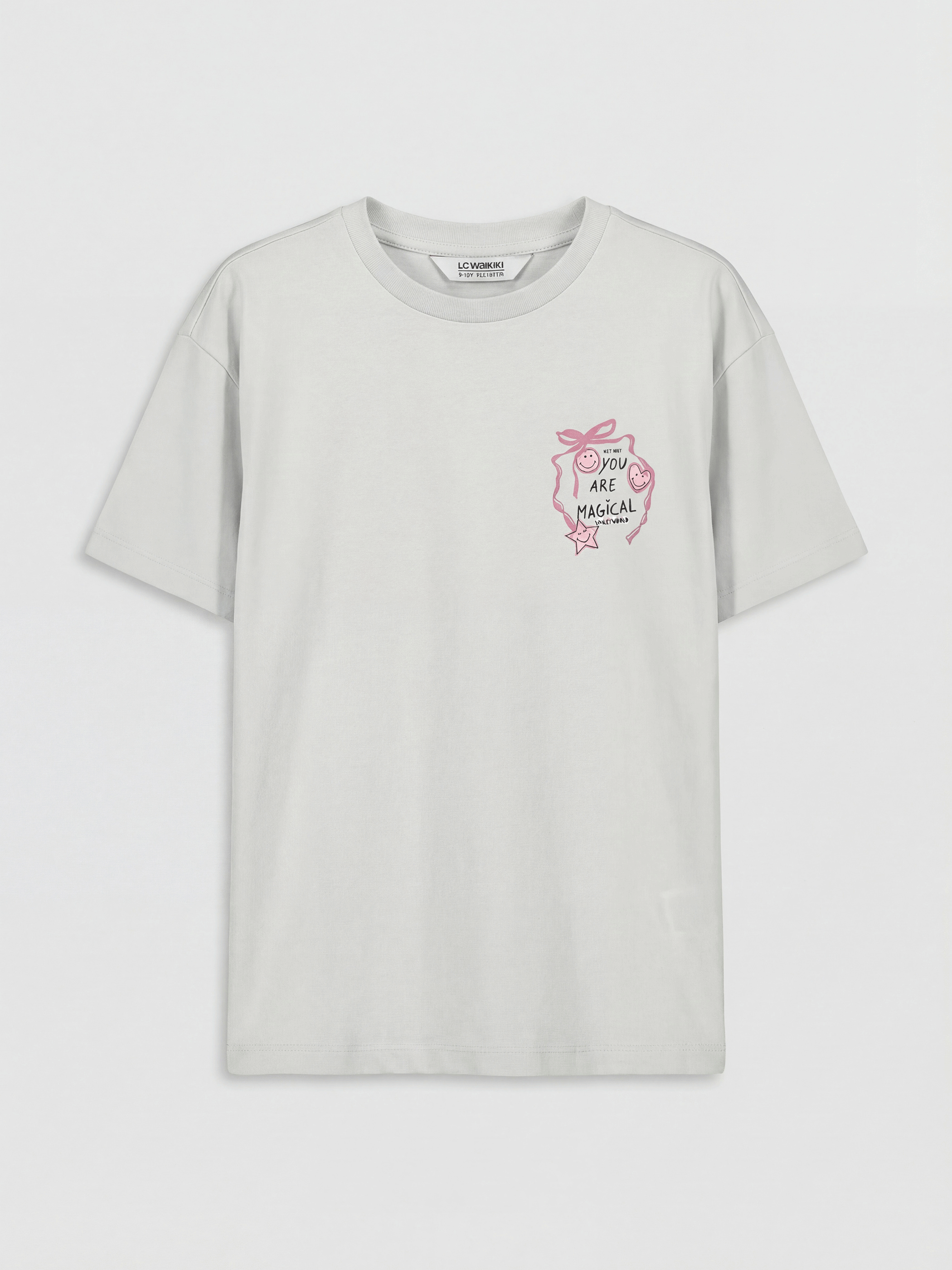 LCW Kids Bisiklet Yaka Smileyworld Baskılı Kız Çocuk Tişört - S6MV61Z4-KXT