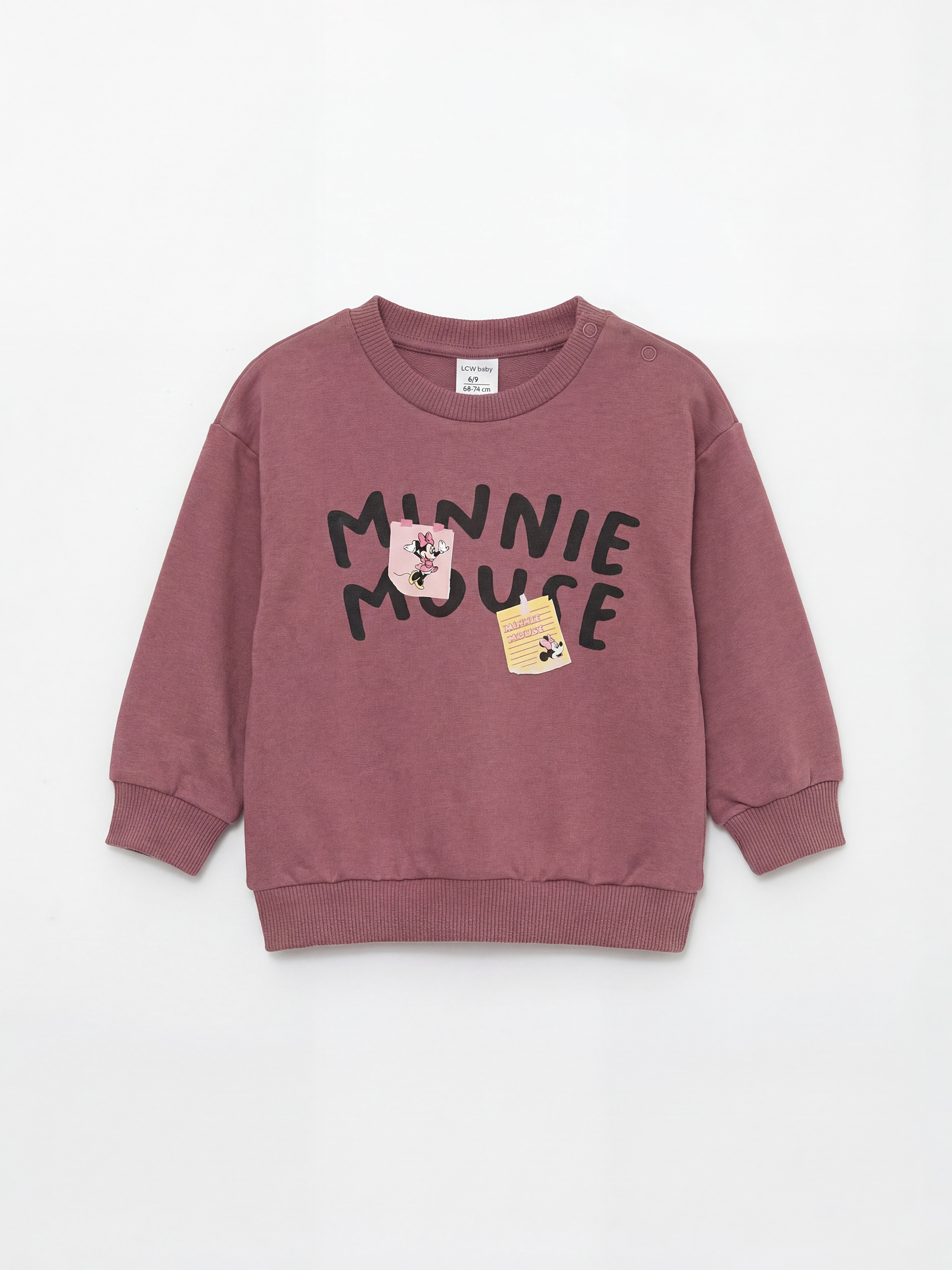 Pembe Minnie Mouse Baskılı Kız Bebek Sweatshirt ve Eşofman Altı-1