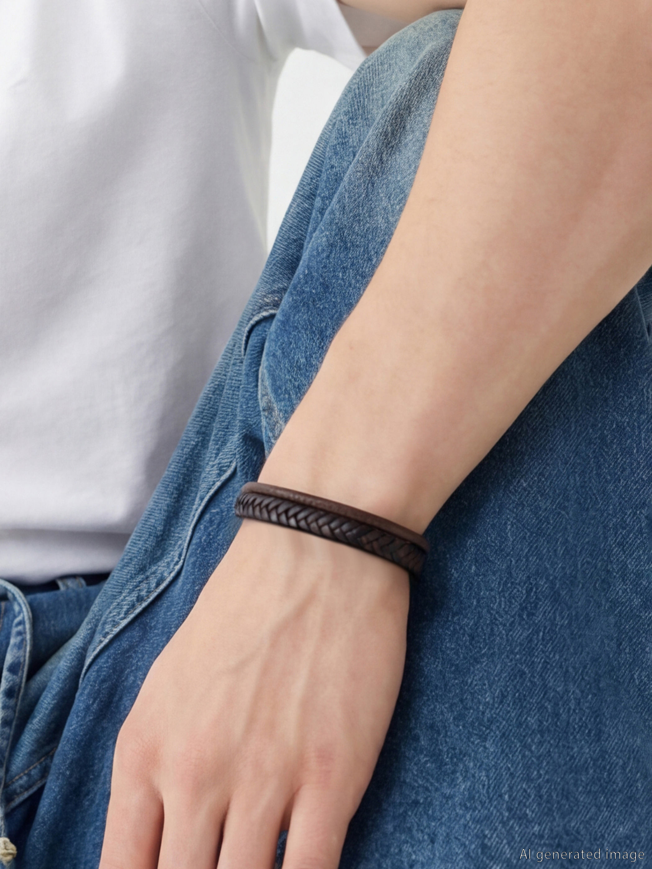 Kahverengi Erkek Örgü Bileklik-1