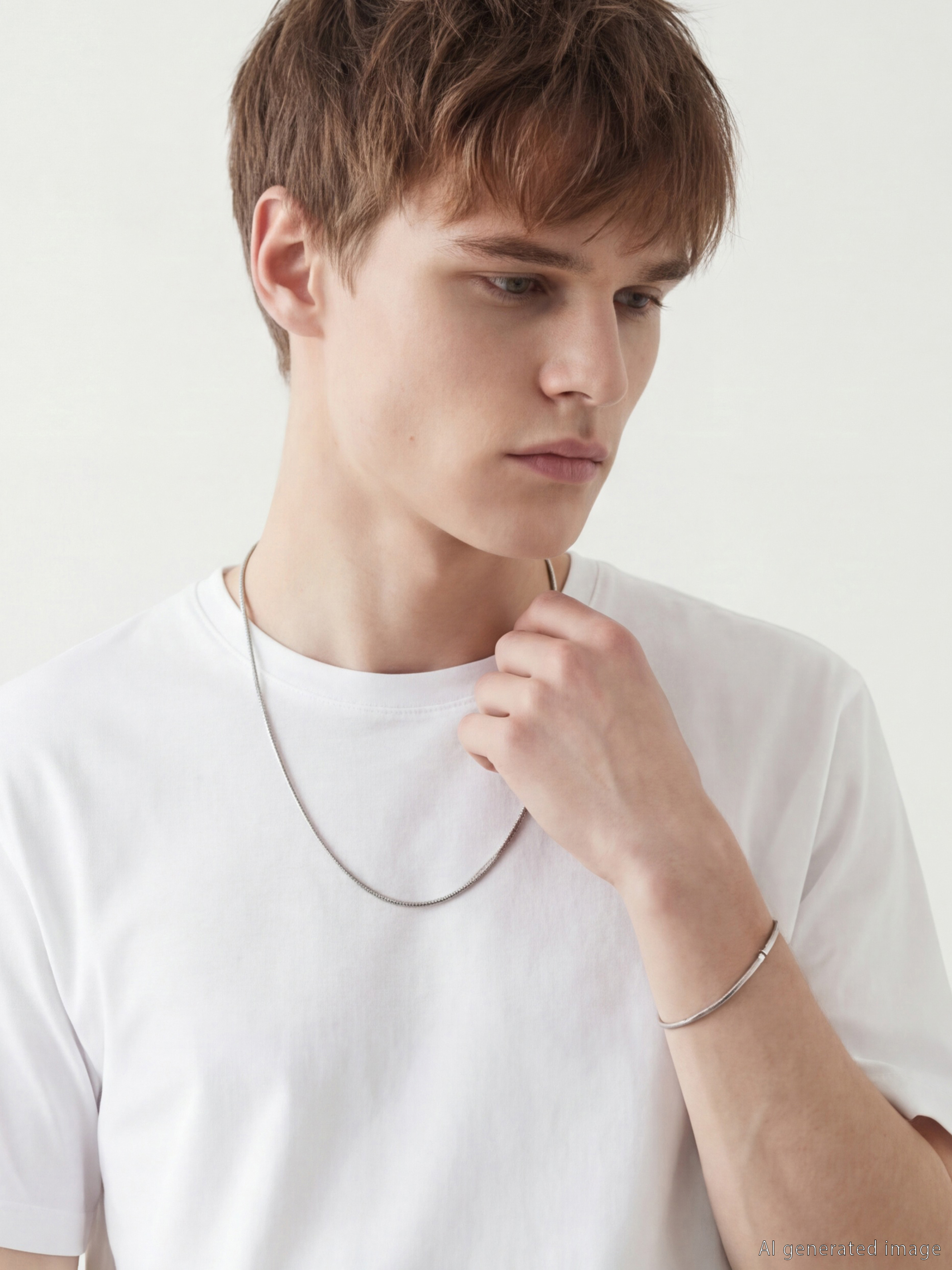 Gri Erkek Zincir Bileklik ve Kolye-1